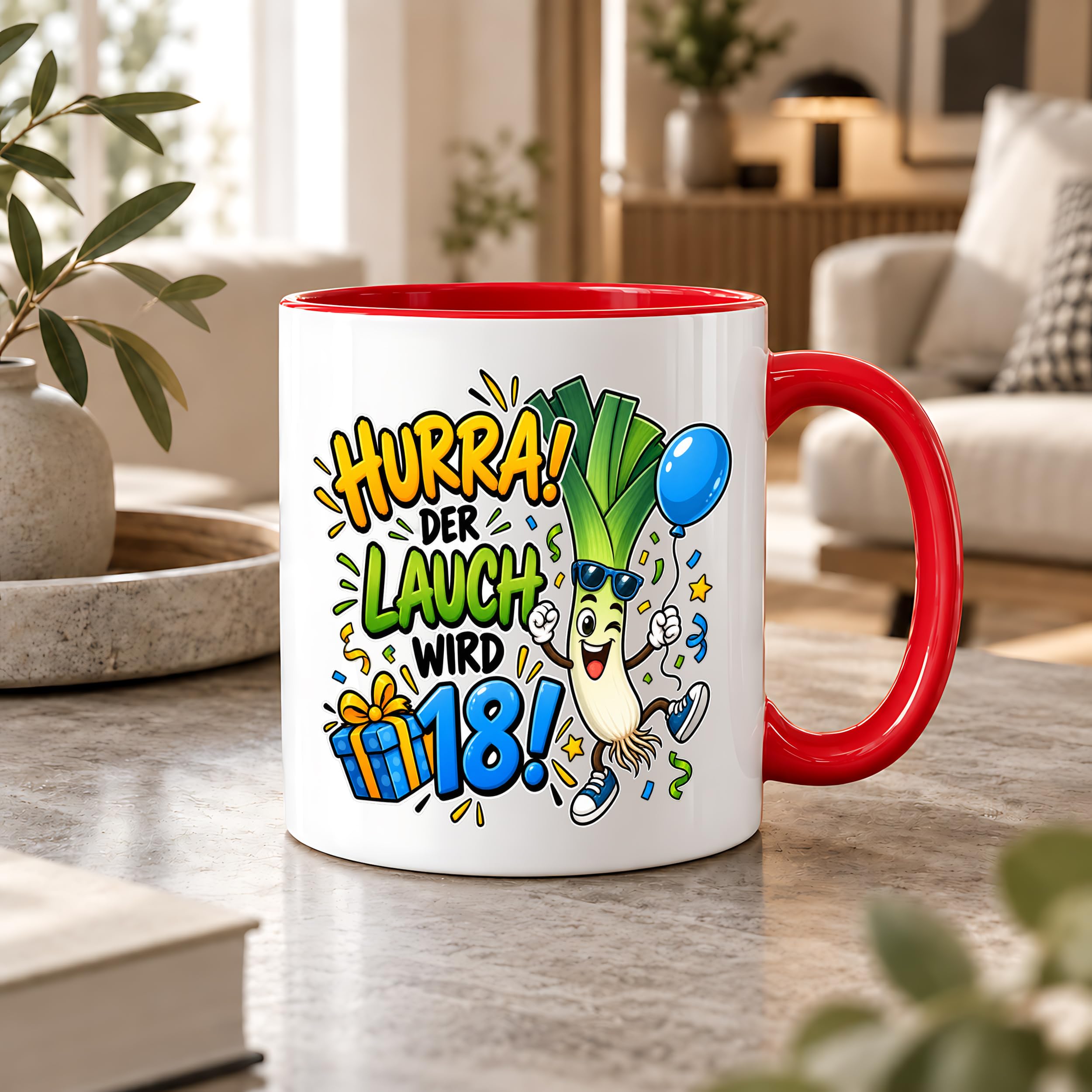 Herzbotschaft 18. Geburtstag Tasse Geburtstagsgeschenk für jungen Mann