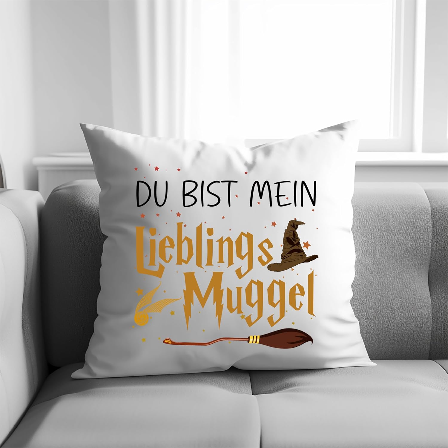 Kissen mit romantischem Spruch | Du bist mein Lieblings Muggel | Dekokissen mit Füllung | 40x40cm