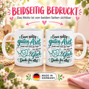 Herzbotschaft Tasse Danke Arzt Geschenk Kaffeetasse für Mediziner Praxis