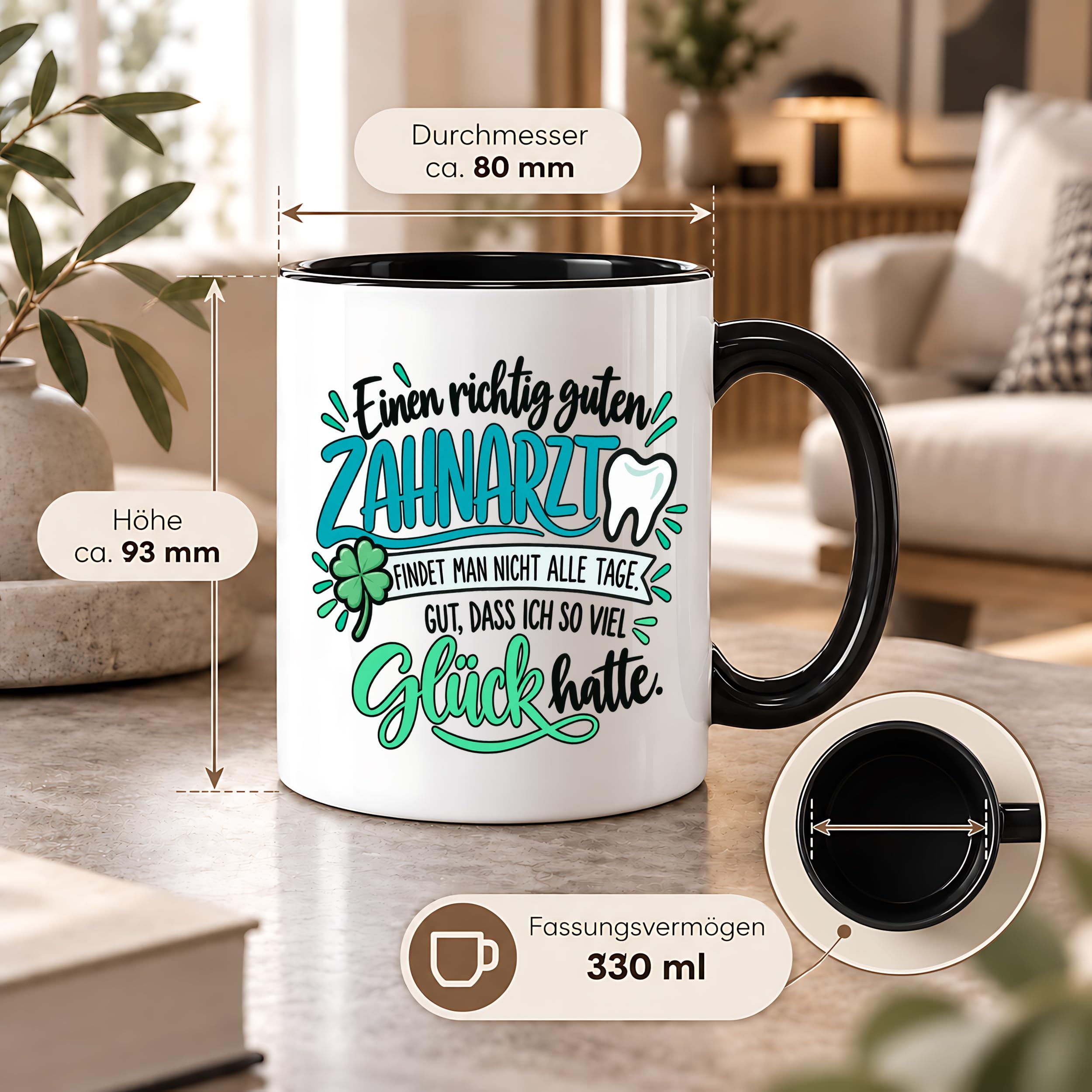 Herzbotschaft Zahnarzt Tasse - Danke Geschenk Kaffeetasse Zahnarztpraxis