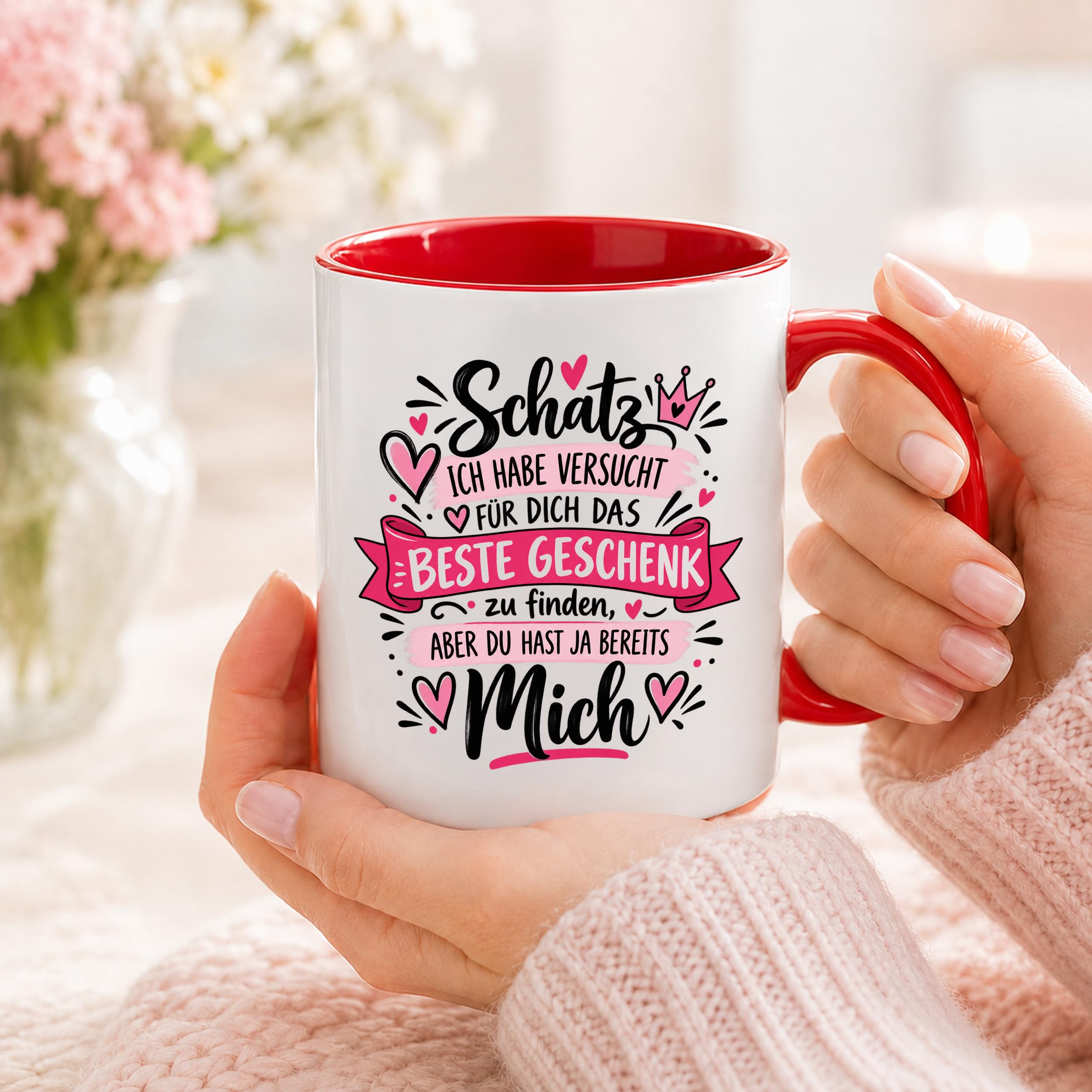 Herzbotschaft Tasse Schatz mit Spruch Das perfekte Geschenk Partner