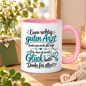 Herzbotschaft Tasse Kaffeetasse für Ärzte - Danke Geschenk für guten Arzt