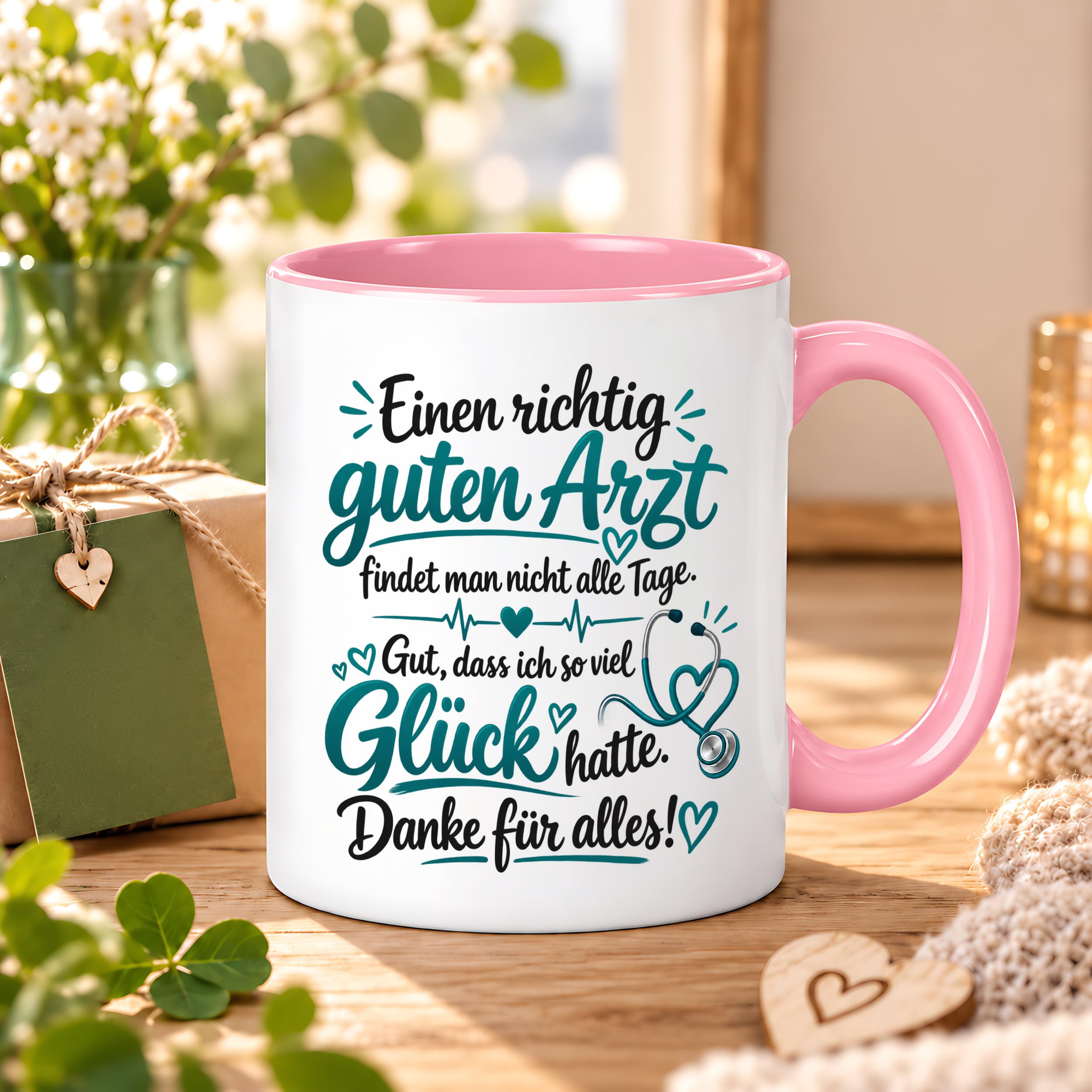 Herzbotschaft Tasse Kaffeetasse für Ärzte - Danke Geschenk für guten Arzt