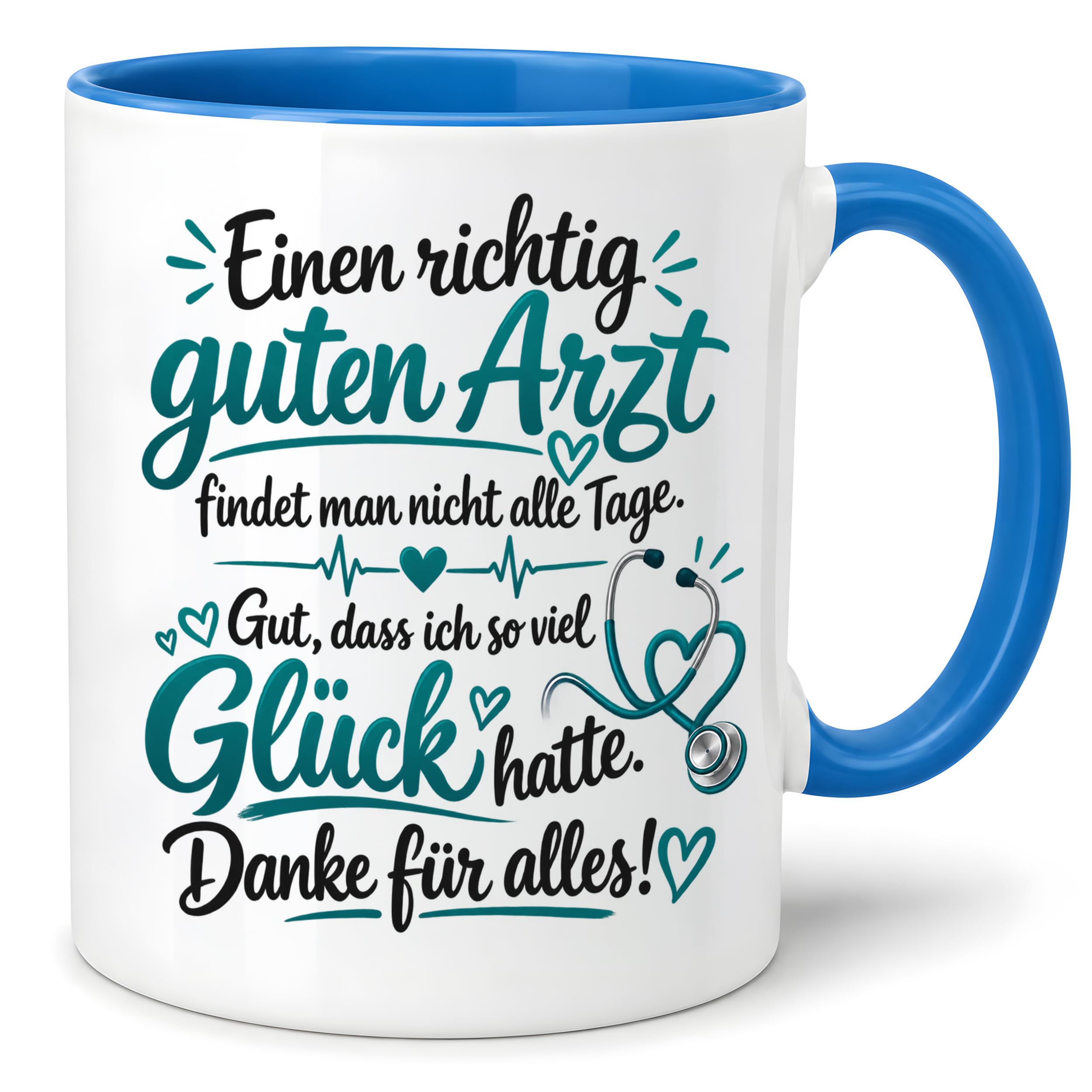 Herzbotschaft Tasse Kaffeetasse für Ärzte - Danke Geschenk für guten Arzt