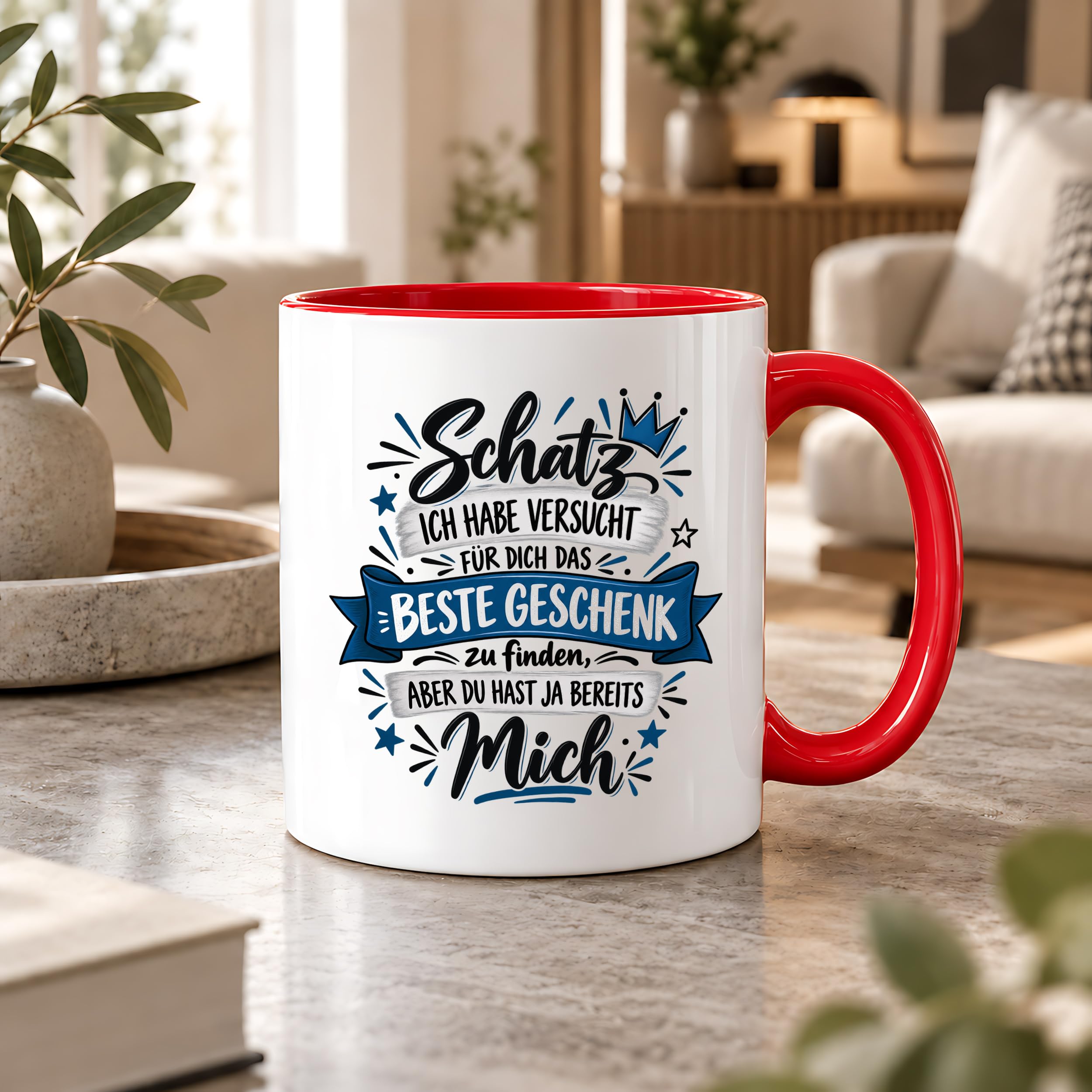 Herzbotschaft Tasse Geschenk Schatz Kaffeetasse für Freund Ehemann Teetasse