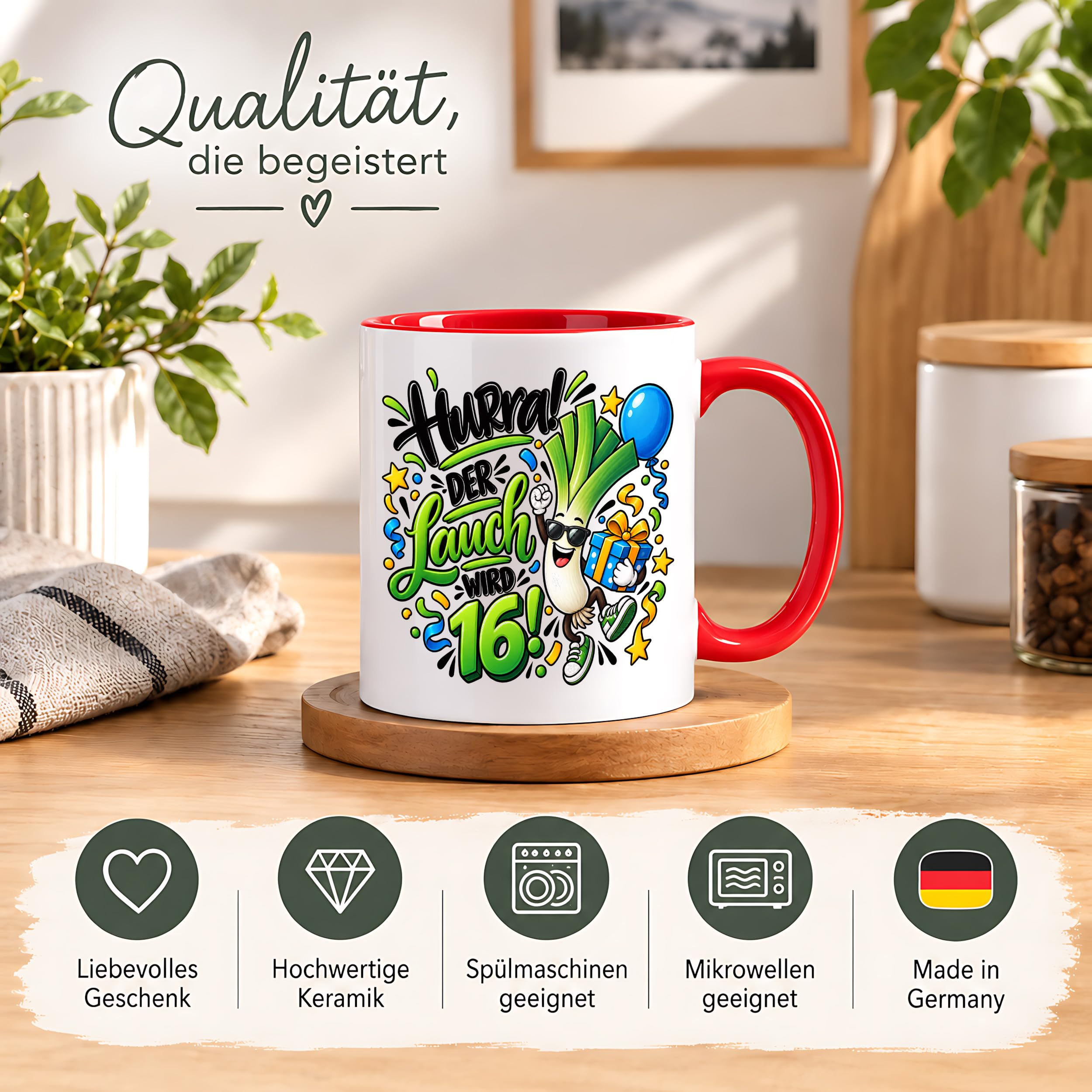 Herzbotschaft Tasse 16. Geburtstag – Kaffeetasse Geschenk für Jungen Mann