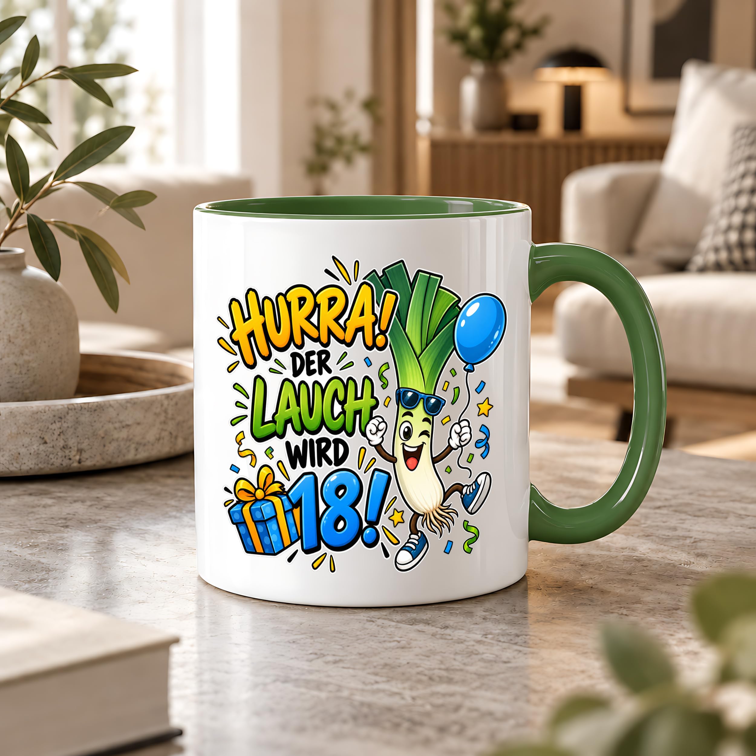 Herzbotschaft 18. Geburtstag Tasse Geburtstagsgeschenk für jungen Mann