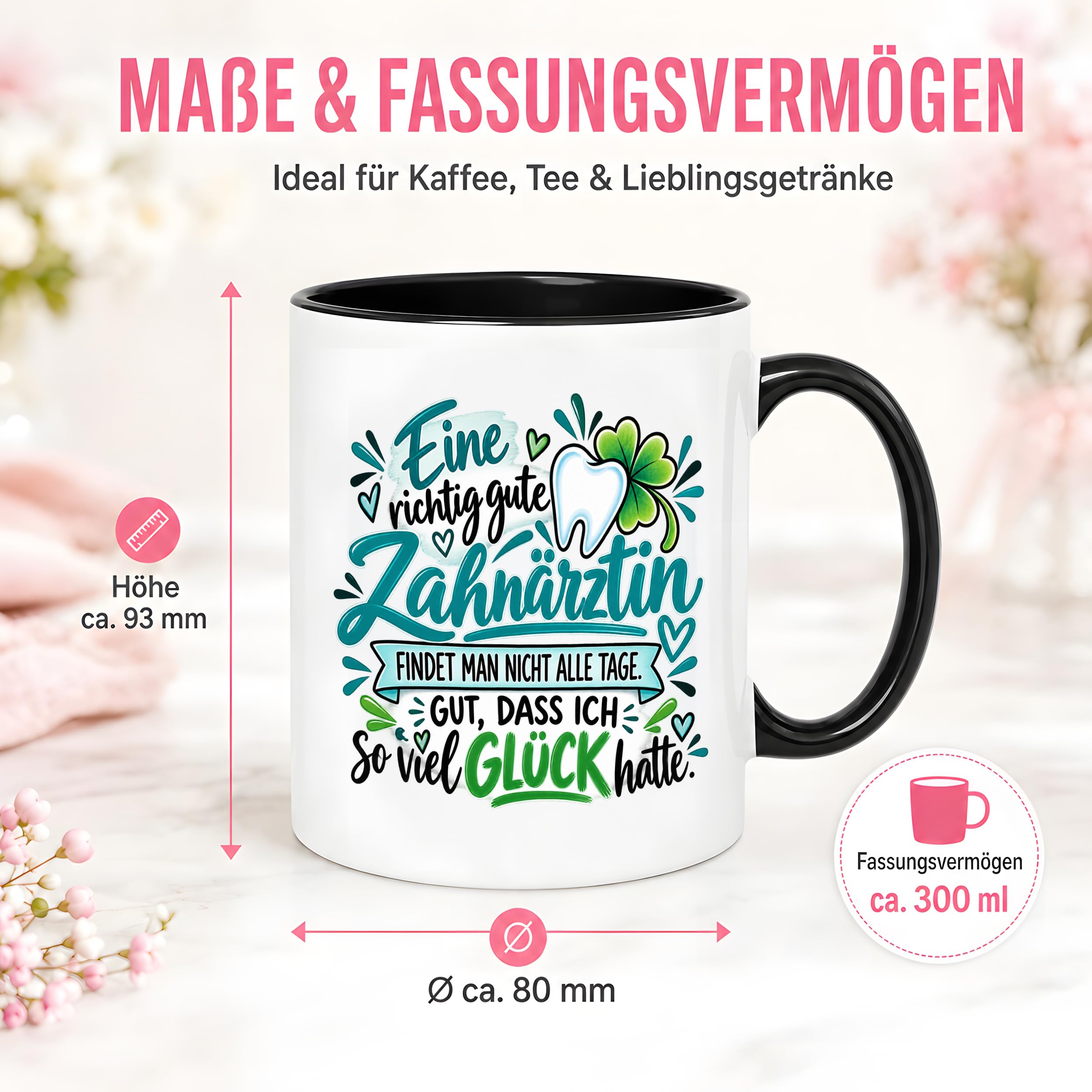 Herzbotschaft Zahnärztin Tasse Danke Kaffeetasse Geschenk in Zahnarztpraxis