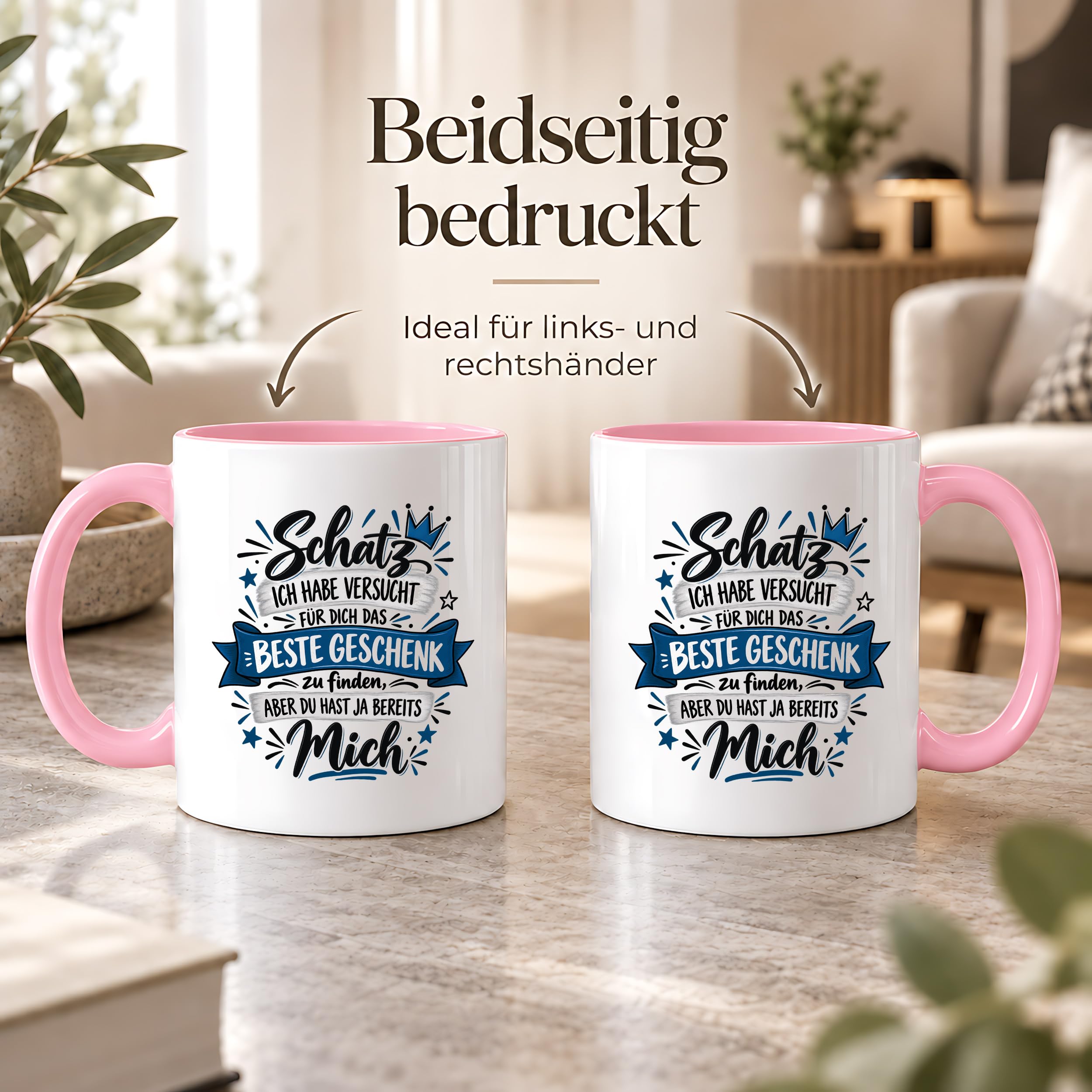Herzbotschaft Tasse Geschenk Schatz Kaffeetasse für Freund Ehemann Teetasse
