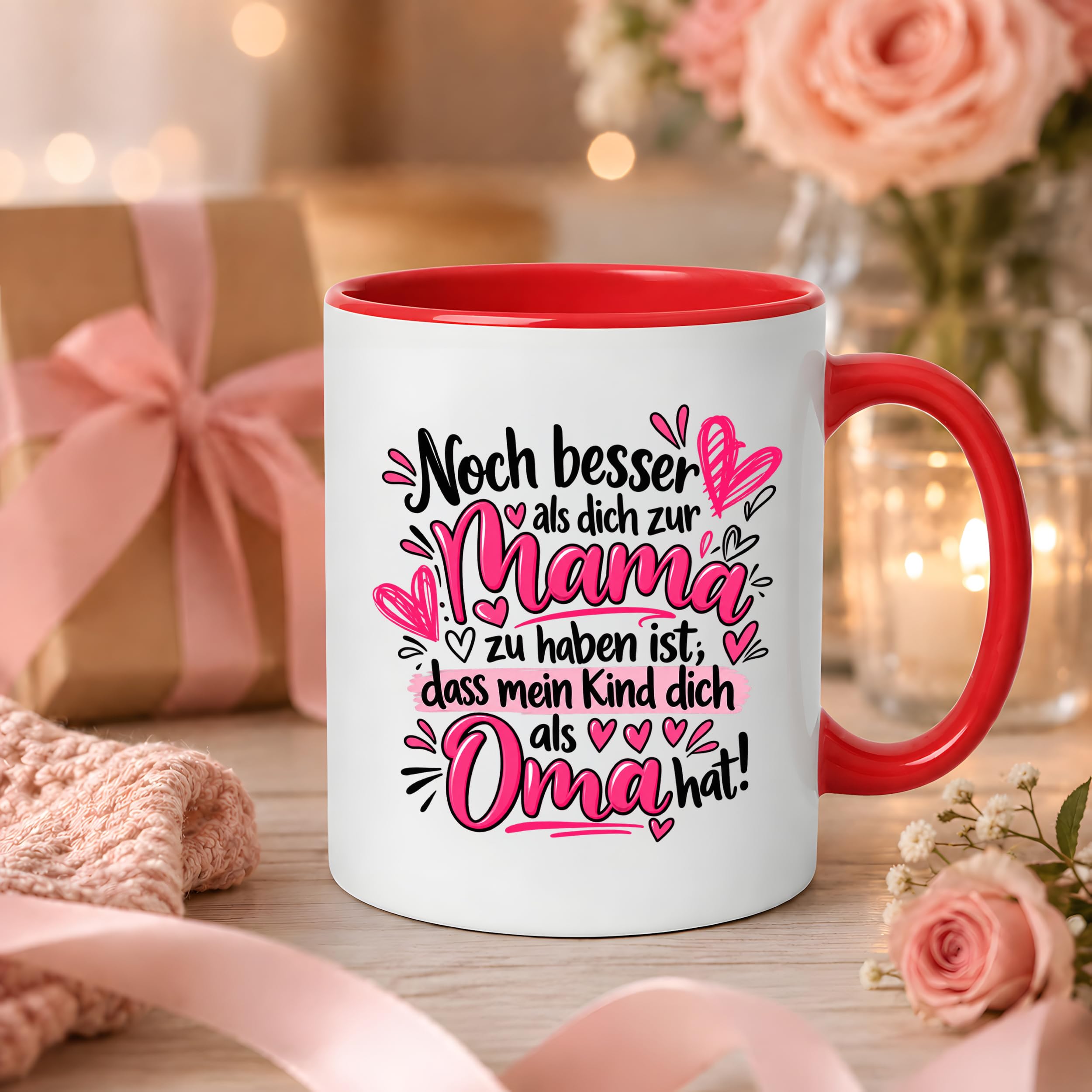 Herzbotschaft Tasse Geschenk Beste Oma der Welt Kaffeetasse