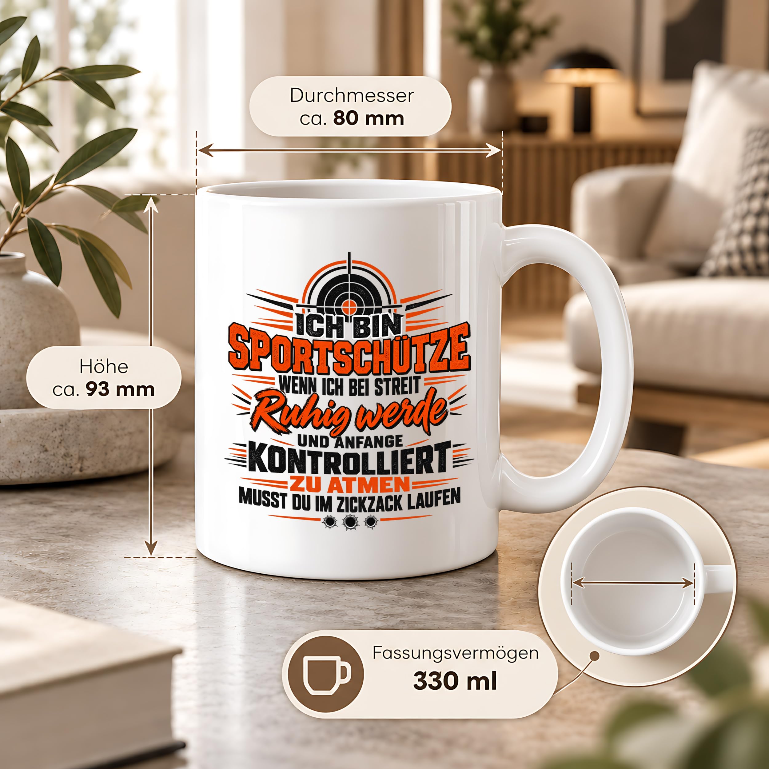 Herzbotschaft Tasse Sportschütze Geschenk Kaffeetasse Schützenverein