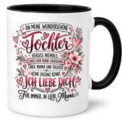Herzbotschaft Tochter Tasse Geschenk von Mama Kaffeetasse hübsche Tochter