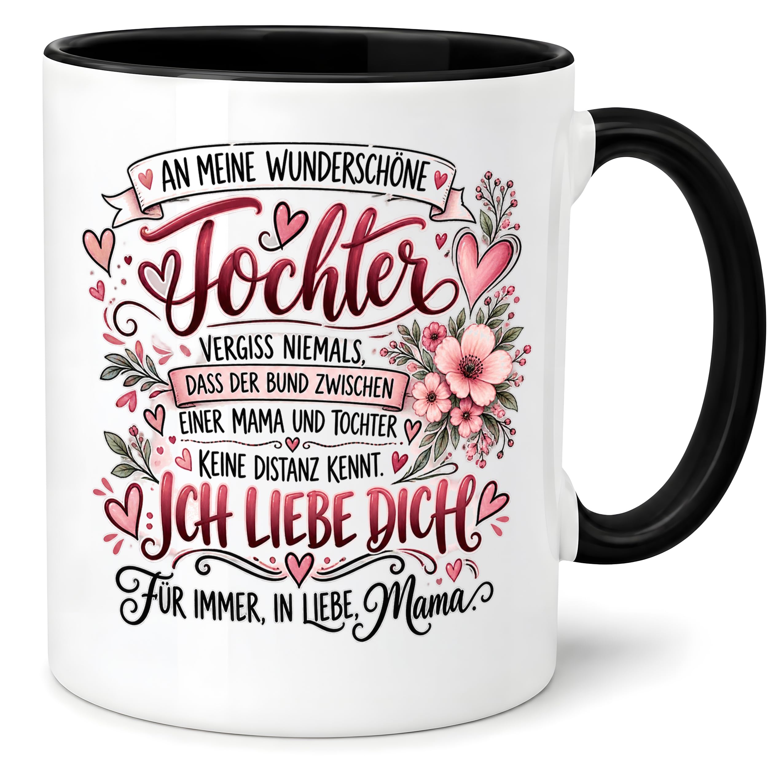 Herzbotschaft Tochter Tasse Geschenk von Mama Kaffeetasse hübsche Tochter