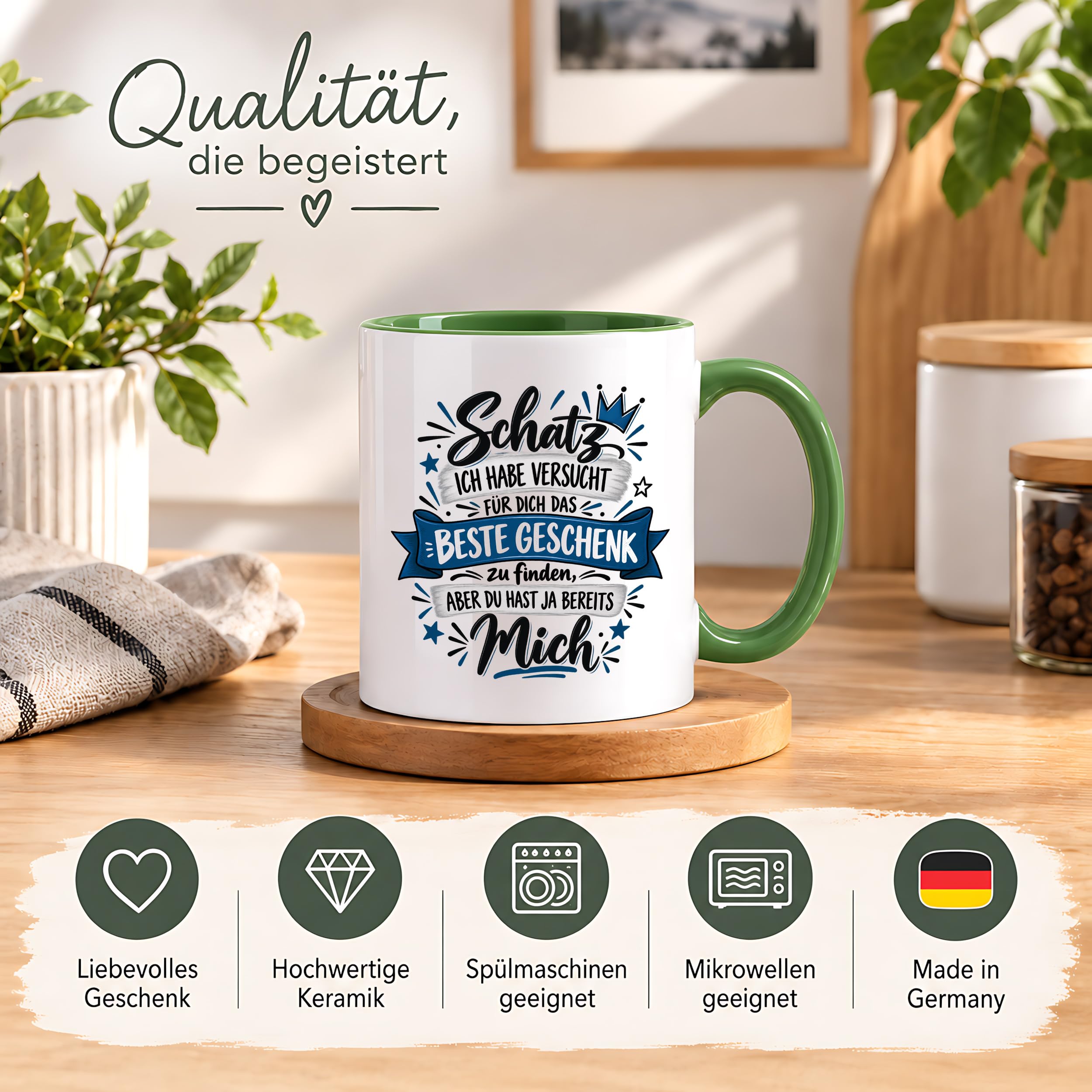Herzbotschaft Tasse Geschenk Schatz Kaffeetasse für Freund Ehemann Teetasse
