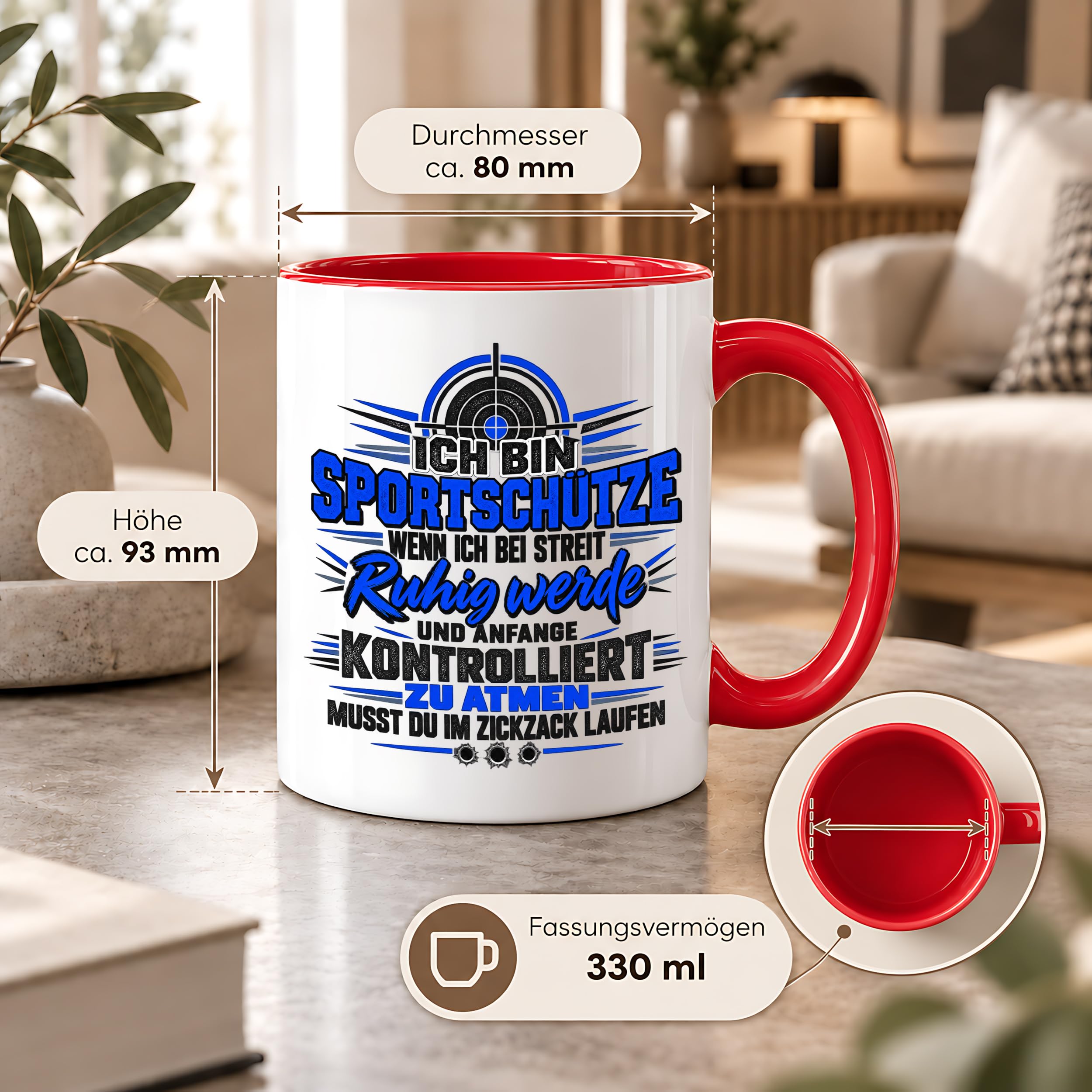 Herzbotschaft Sportschütze Tasse Geschenk für Schützenverein Kaffeetasse