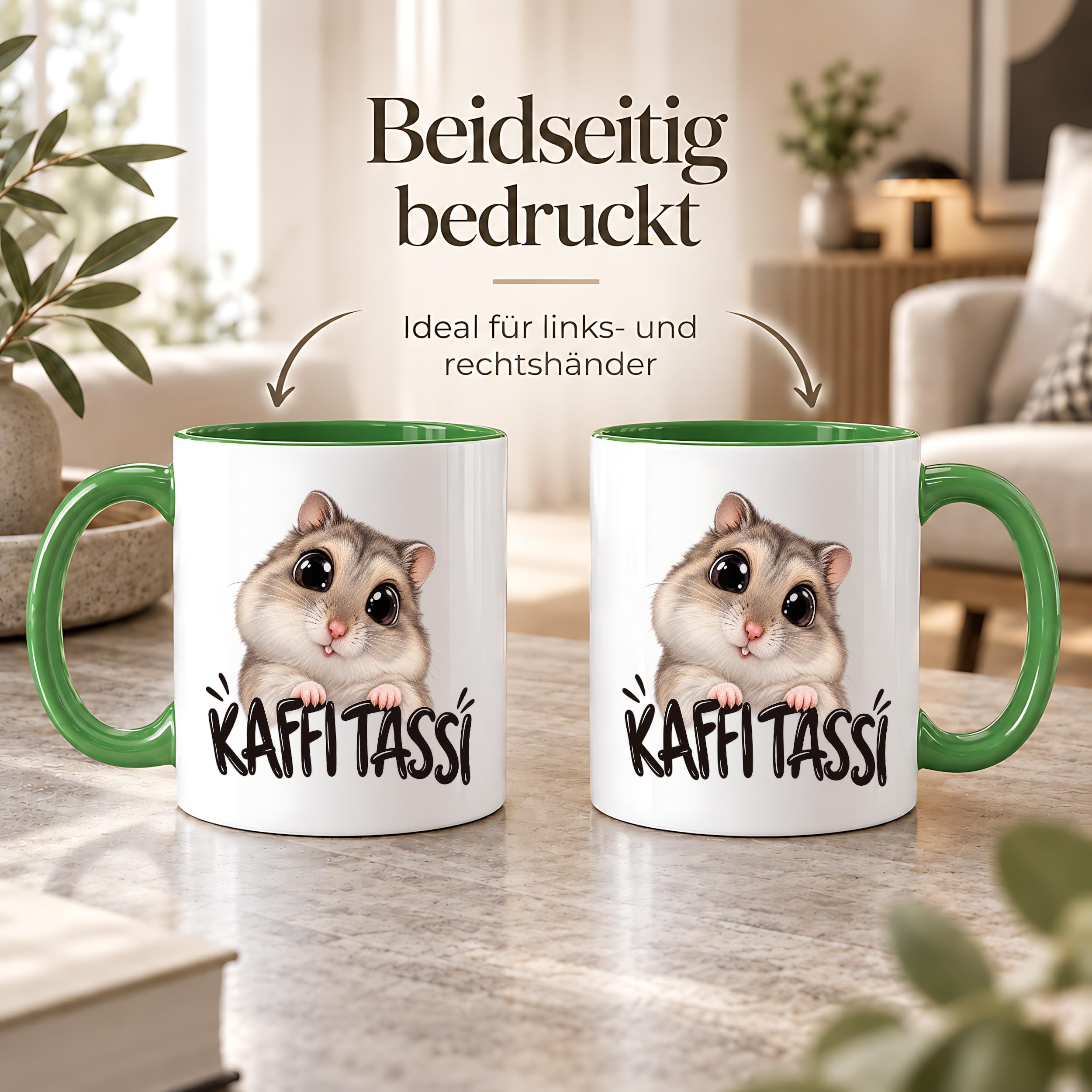 Herzbotschaft Kaffeetasse für Hamster Fans mit lustigem Spruch Kaffi Tassi