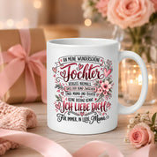 Herzbotschaft Tochter Tasse Geschenk von Mama Kaffeetasse hübsche Tochter