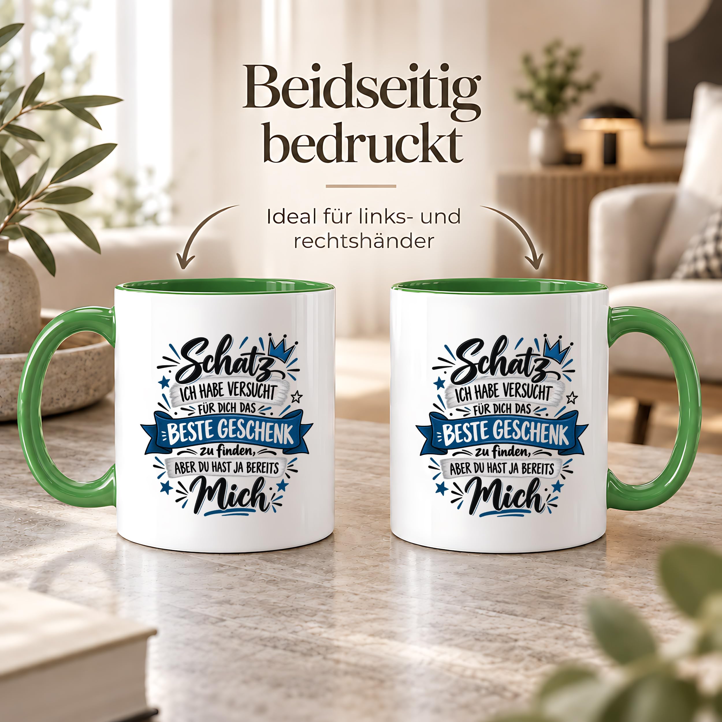 Herzbotschaft Tasse Geschenk Schatz Kaffeetasse für Freund Ehemann Teetasse