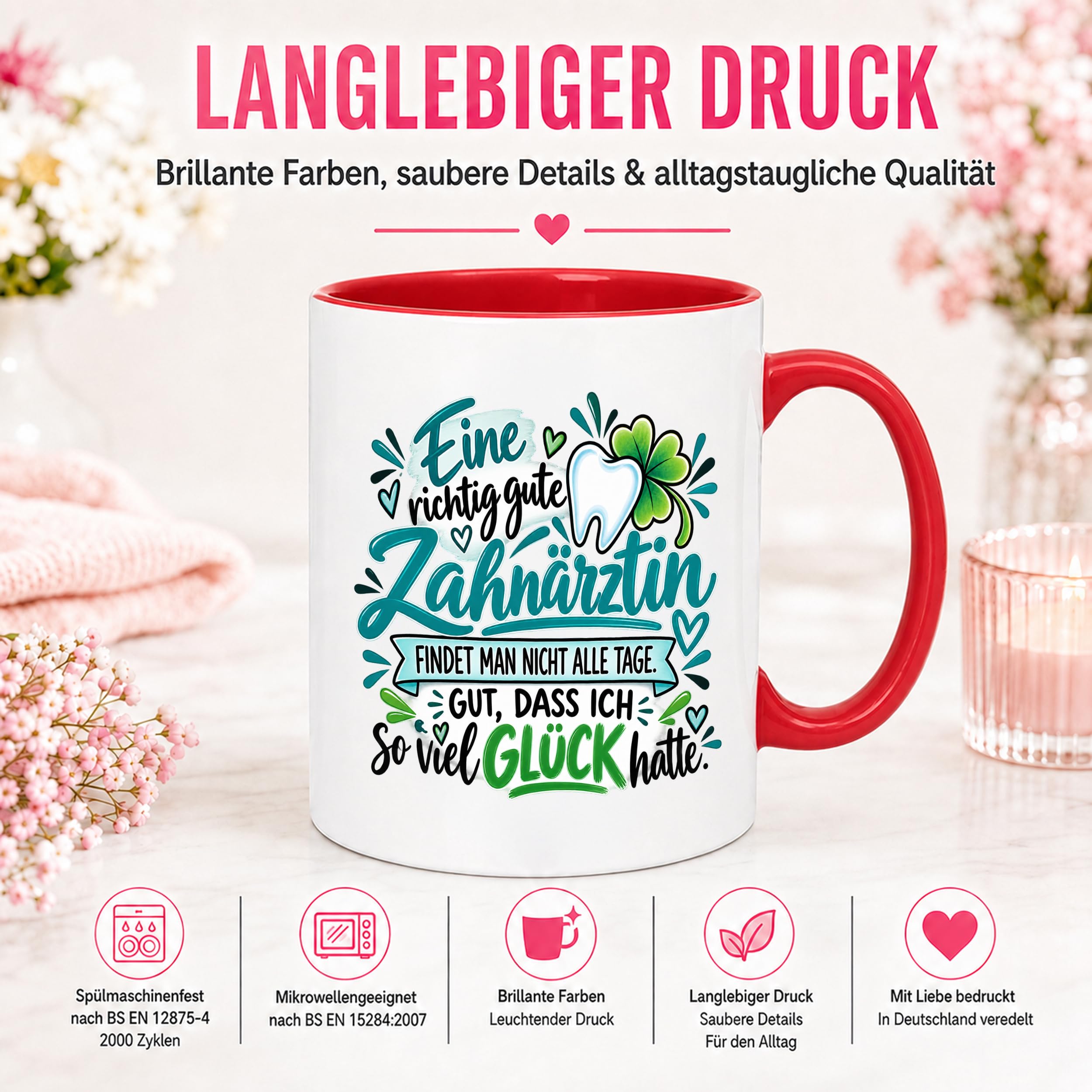Herzbotschaft Zahnärztin Tasse Danke Kaffeetasse Geschenk in Zahnarztpraxis