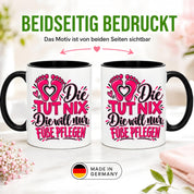 Herzbotschaft Tasse Fußpflege Kaffeetasse für Podologin mit lustigem Spruch