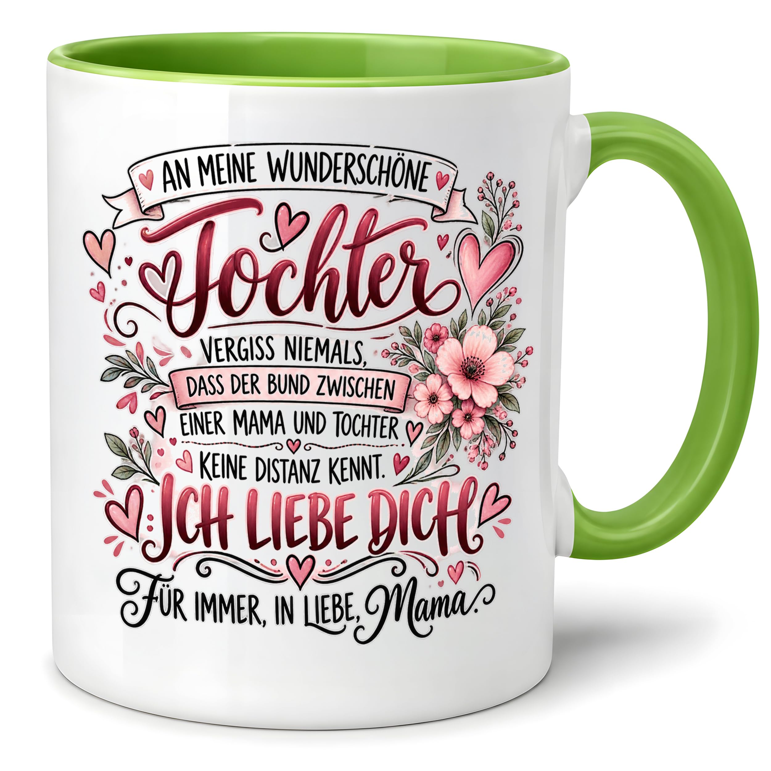 Herzbotschaft Tochter Tasse Geschenk von Mama Kaffeetasse hübsche Tochter