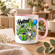 Herzbotschaft Tasse 15. Geburtstag Teetasse Geburtstagsgeschenk für Jungen