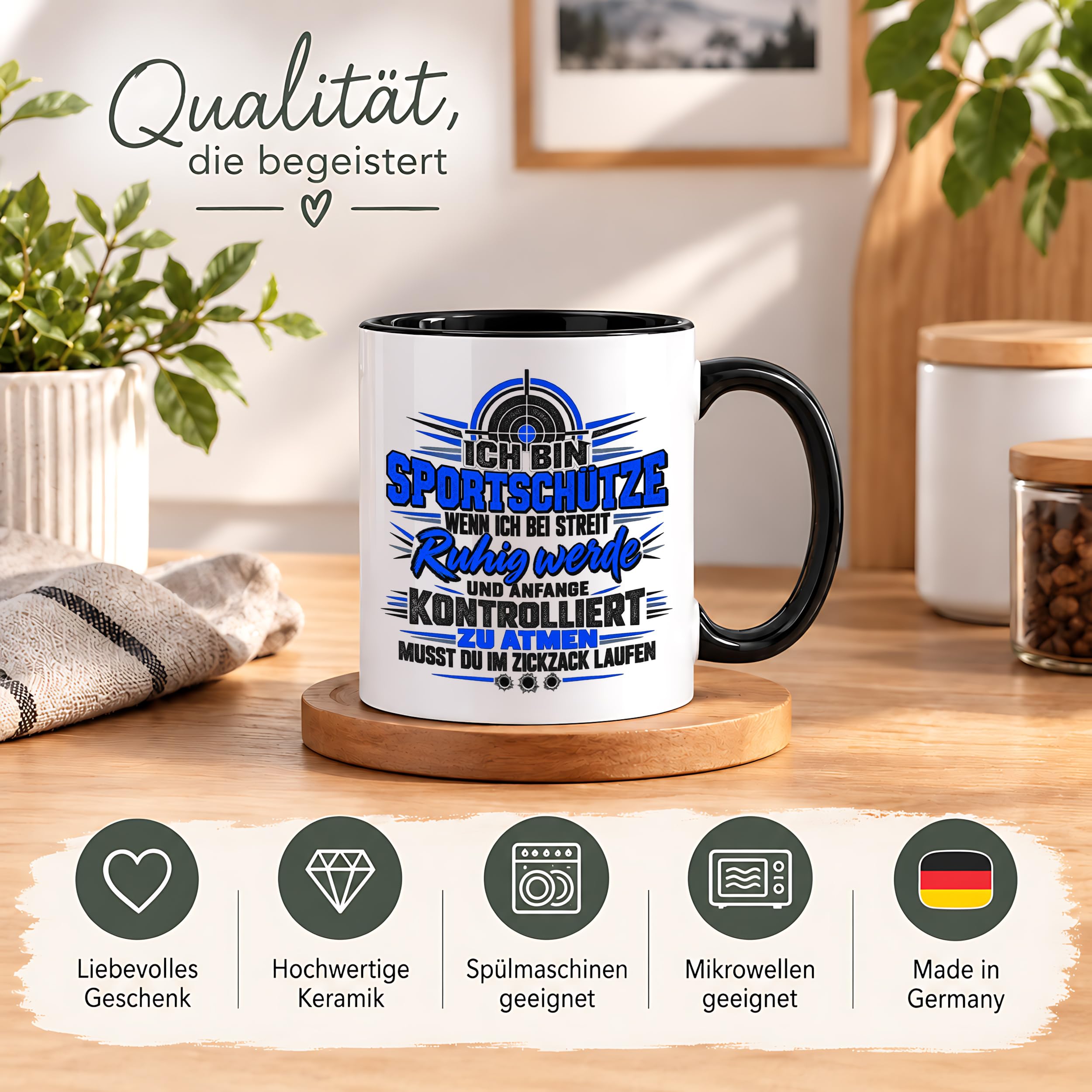 Herzbotschaft Sportschütze Tasse Geschenk für Schützenverein Kaffeetasse