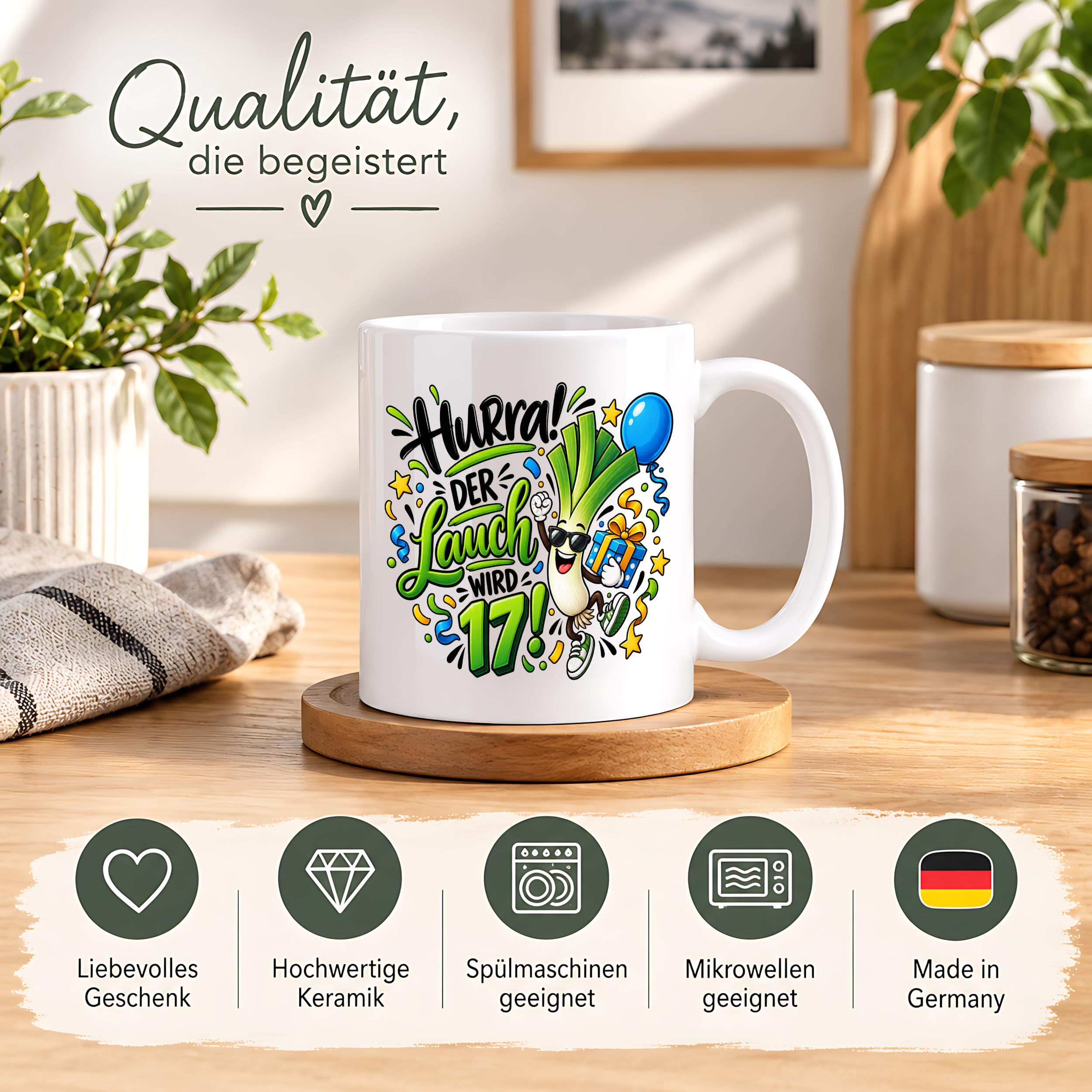 Herzbotschaft Tasse 17. Geburtstag – Kaffeetasse Geschenk für Jungen Mann