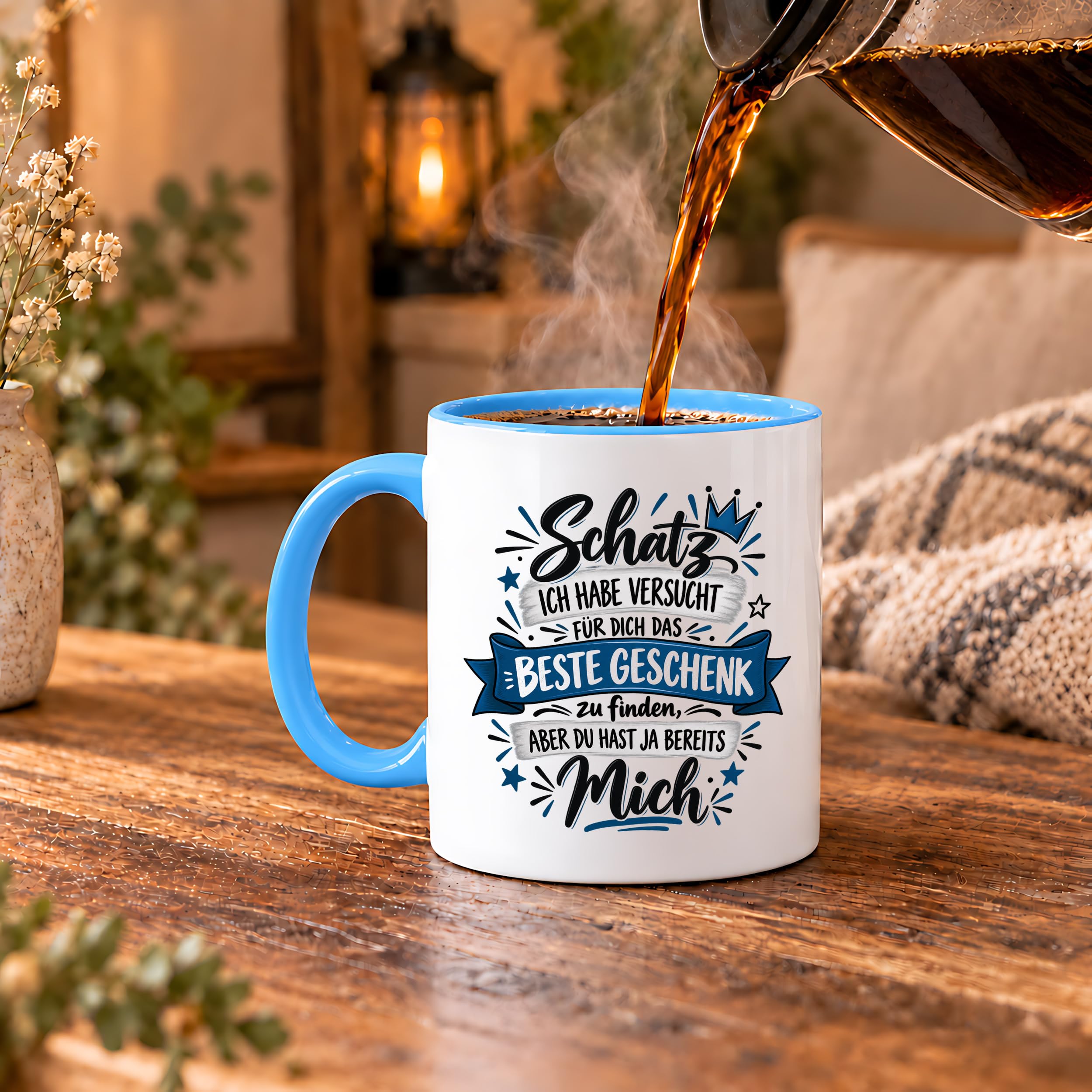 Herzbotschaft Tasse Geschenk Schatz Kaffeetasse für Freund Ehemann Teetasse