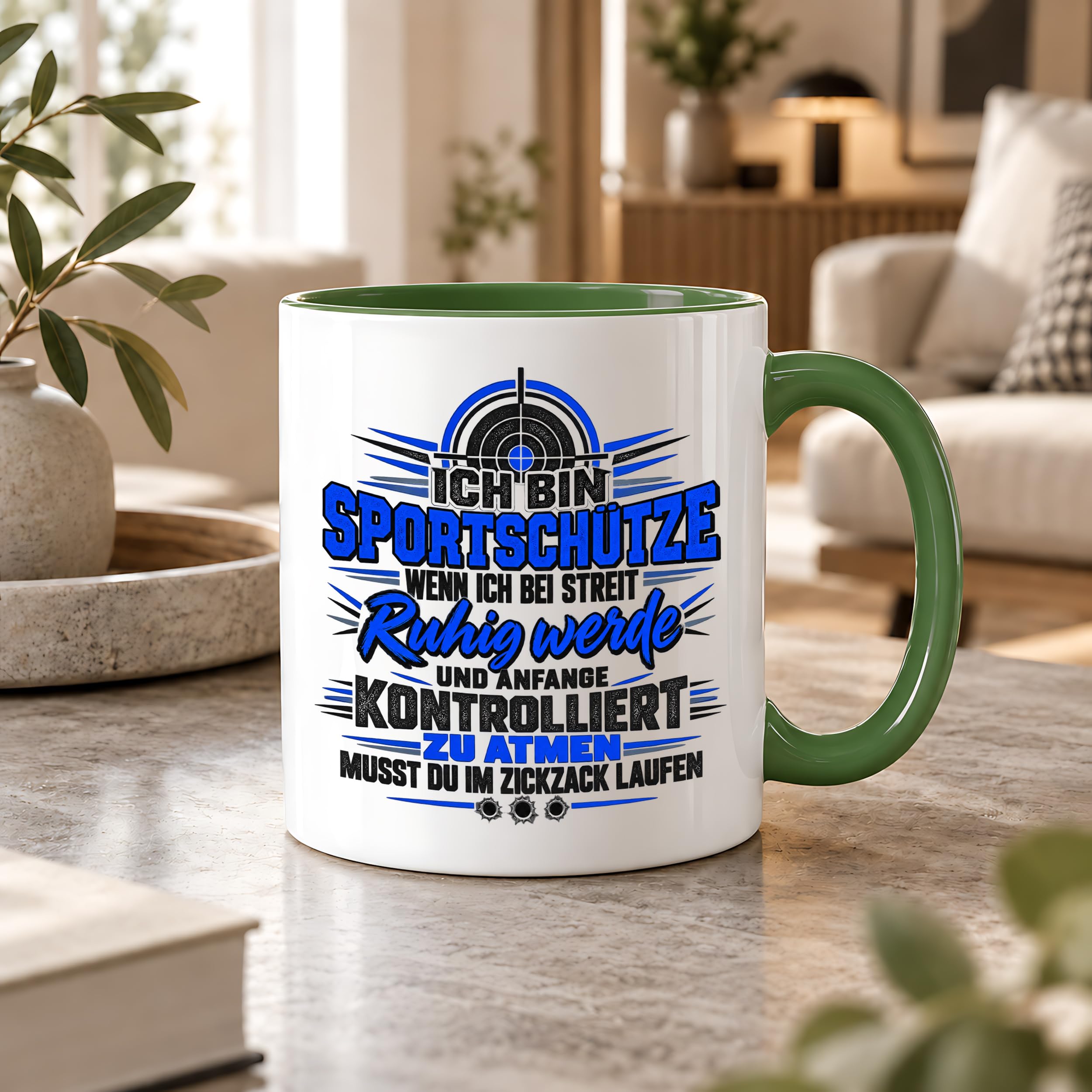 Herzbotschaft Sportschütze Tasse Geschenk für Schützenverein Kaffeetasse