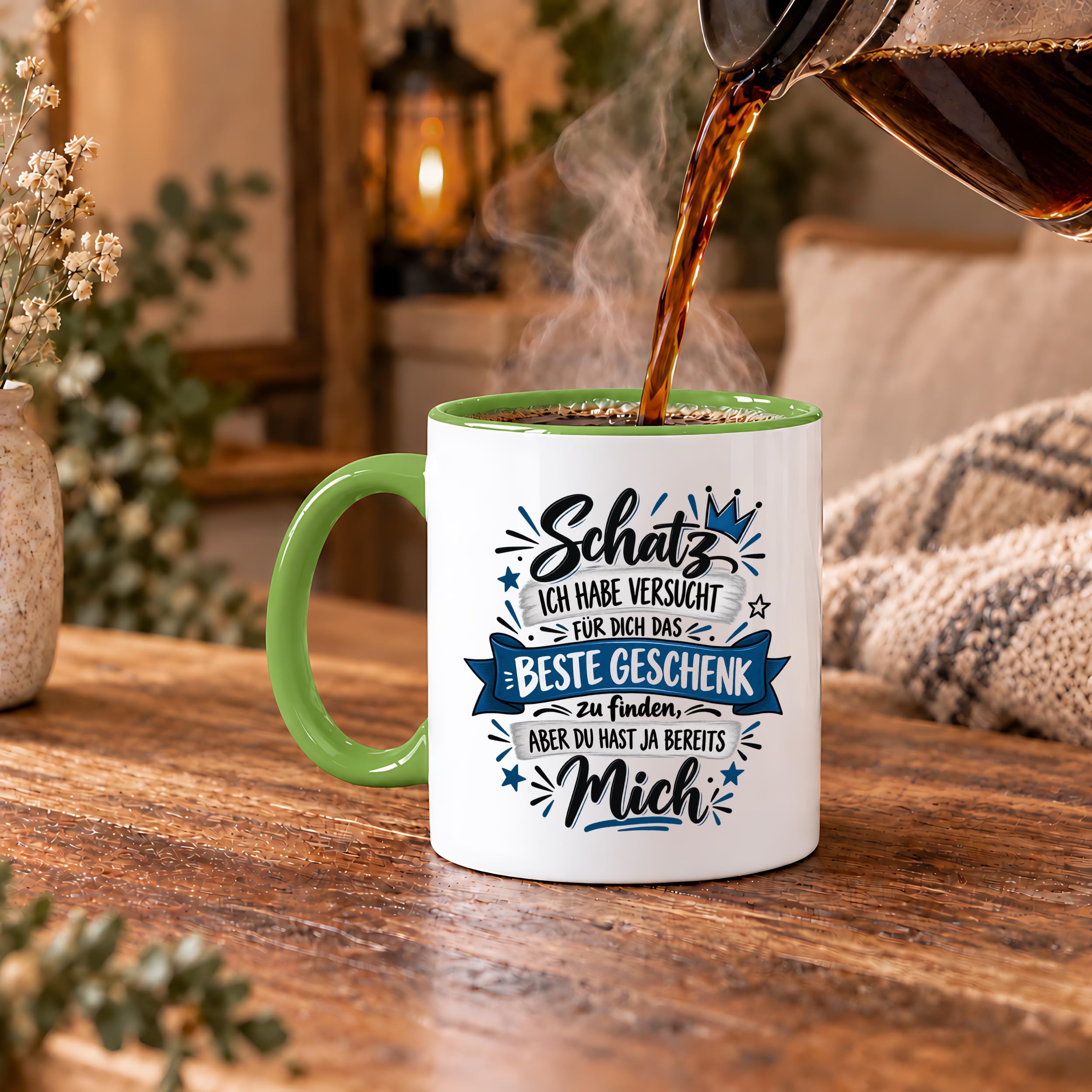 Herzbotschaft Tasse Geschenk Schatz Kaffeetasse für Freund Ehemann Teetasse