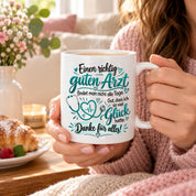 Herzbotschaft Tasse Danke Arzt Geschenk Kaffeetasse für Mediziner Praxis