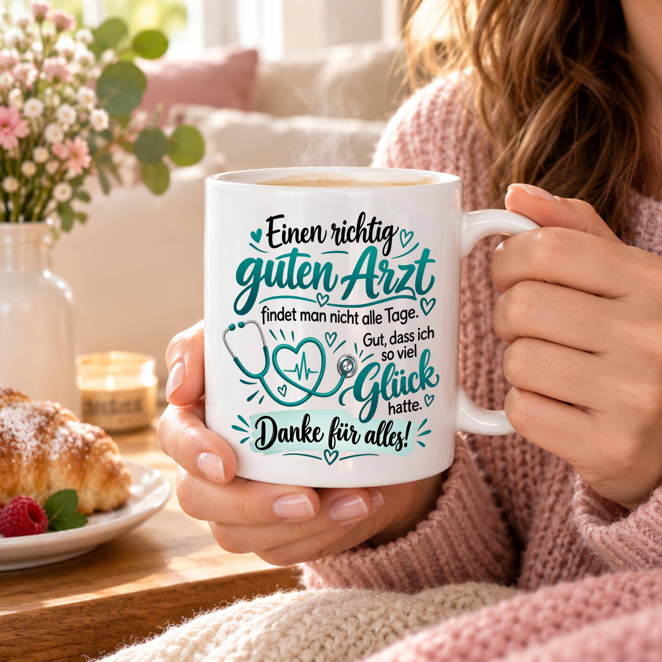 Herzbotschaft Tasse Danke Arzt Geschenk Kaffeetasse für Mediziner Praxis