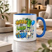 Herzbotschaft 18. Geburtstag Tasse Geburtstagsgeschenk für jungen Mann