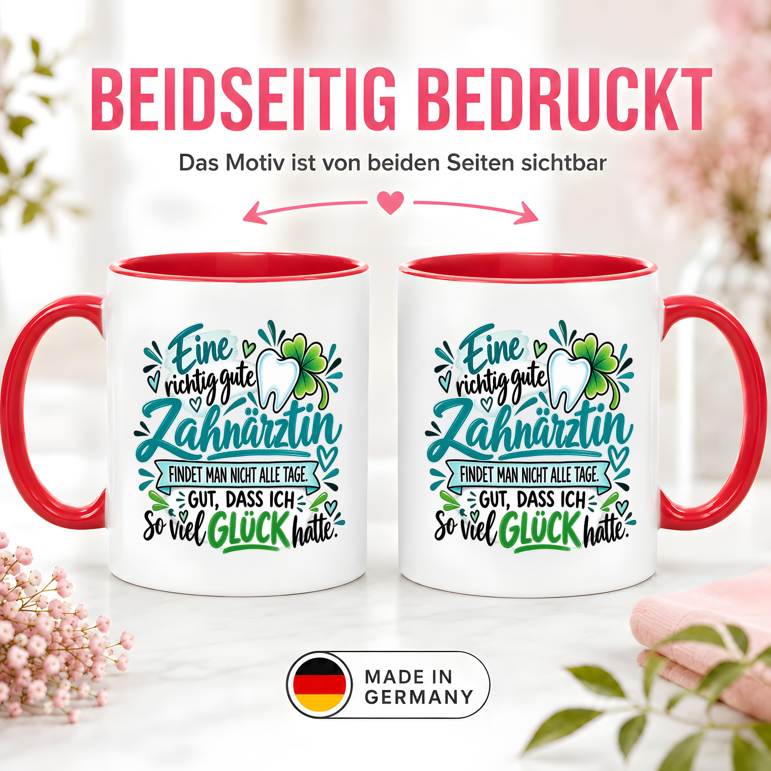 Herzbotschaft Zahnärztin Tasse Danke Kaffeetasse Geschenk in Zahnarztpraxis