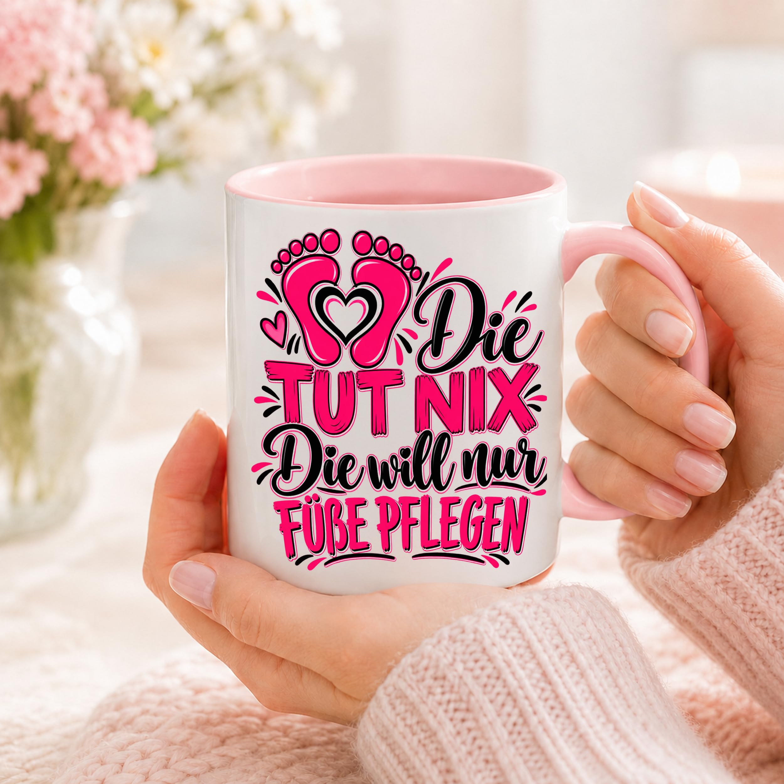 Herzbotschaft Tasse Fußpflege Kaffeetasse für Podologin mit lustigem Spruch