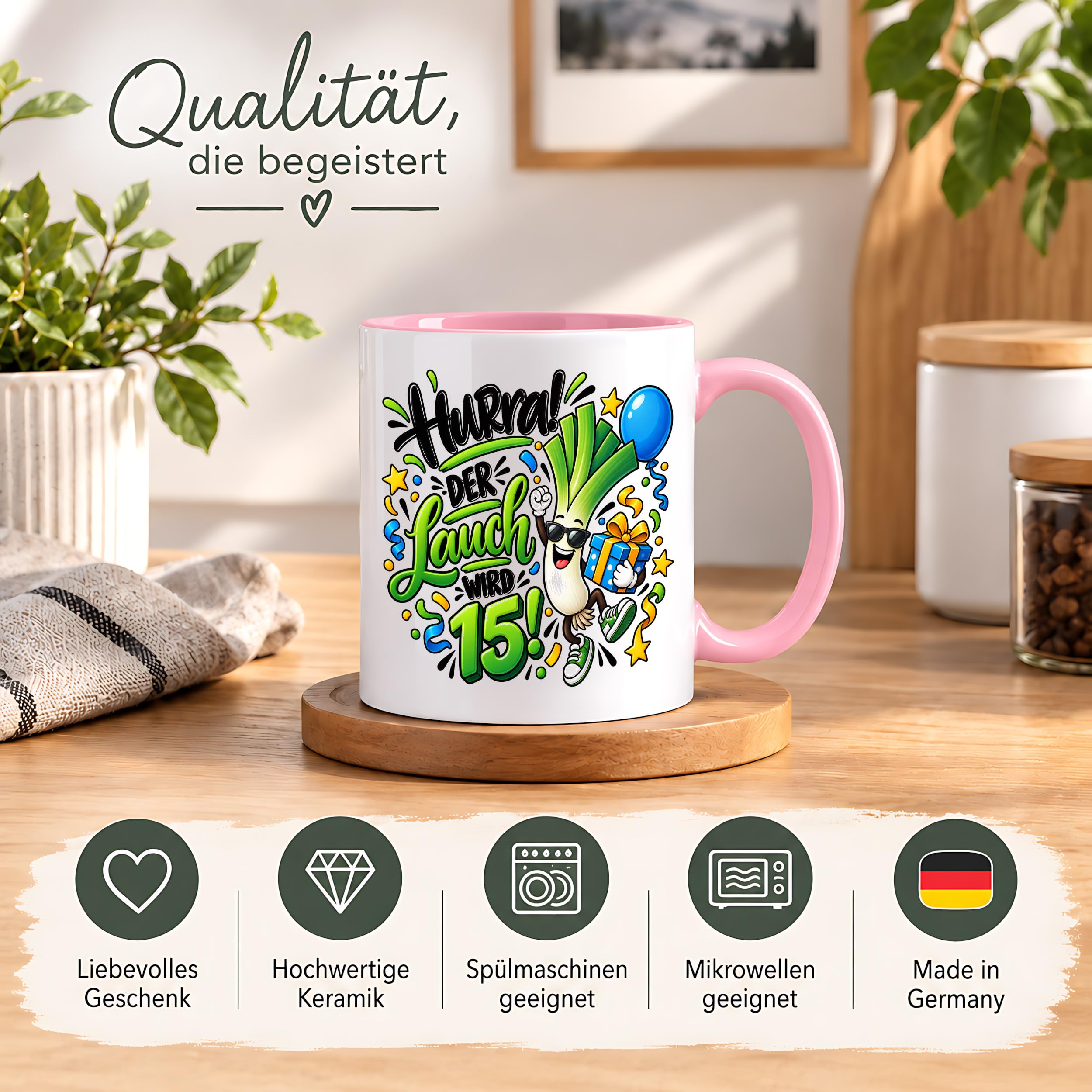 Herzbotschaft Tasse 15. Geburtstag Teetasse Geburtstagsgeschenk für Jungen