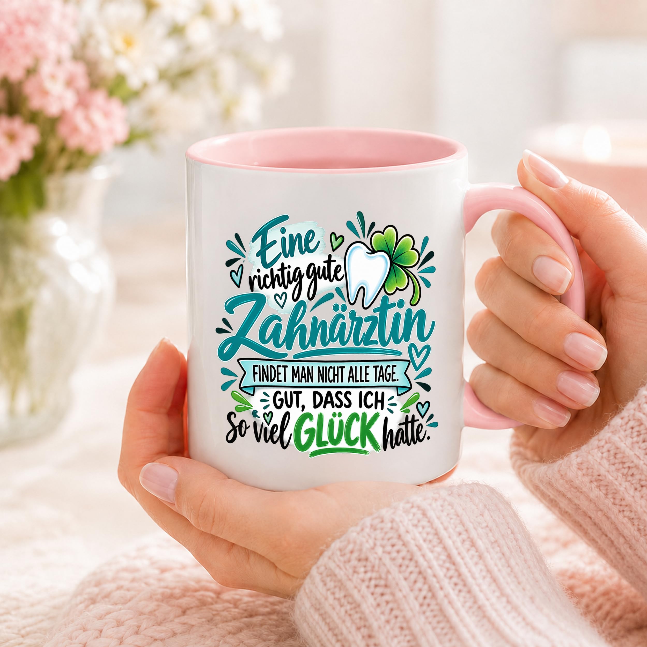 Herzbotschaft Zahnärztin Tasse Danke Kaffeetasse Geschenk in Zahnarztpraxis