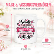 Herzbotschaft Tasse Schatz mit Spruch Das perfekte Geschenk Partner