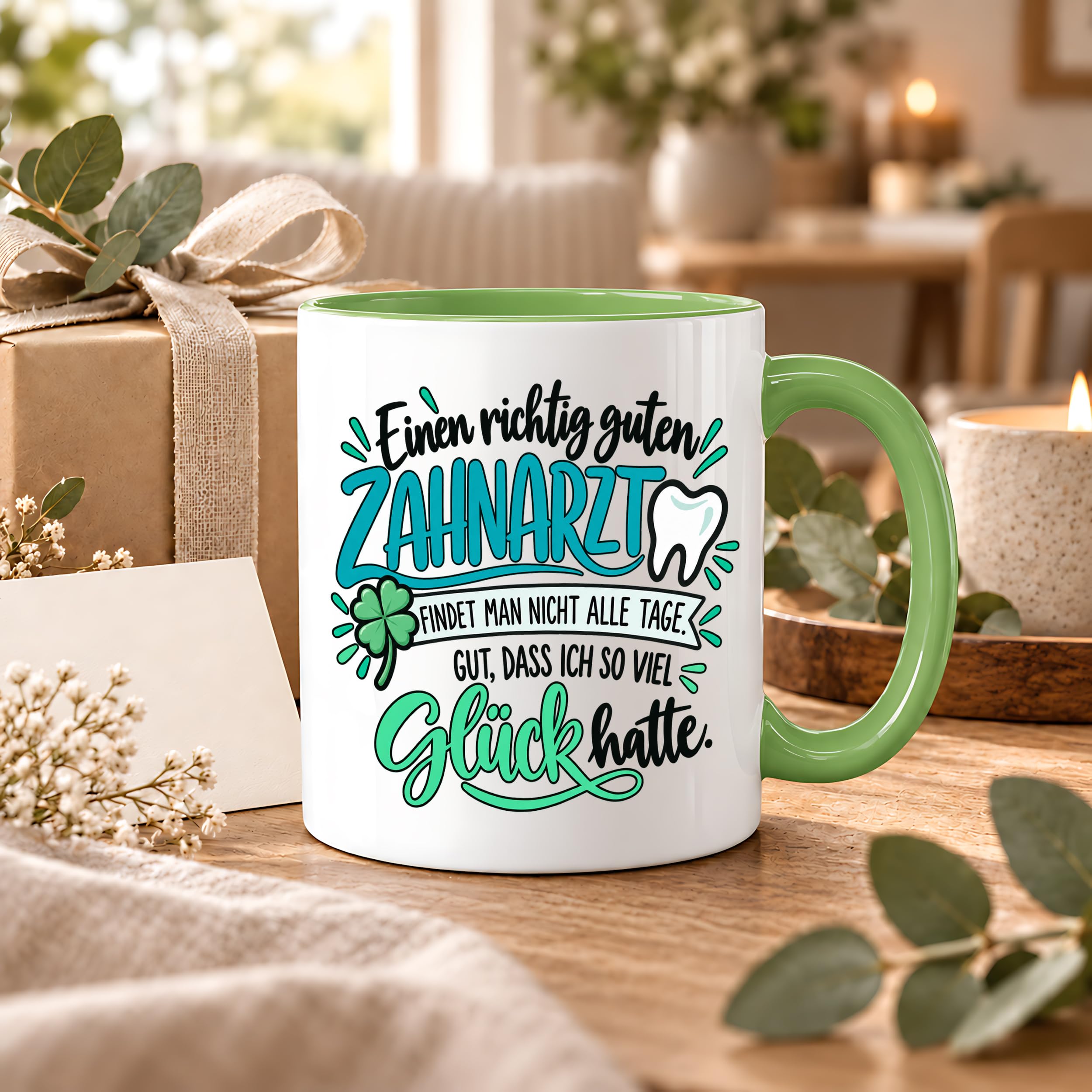 Herzbotschaft Zahnarzt Tasse - Danke Geschenk Kaffeetasse Zahnarztpraxis