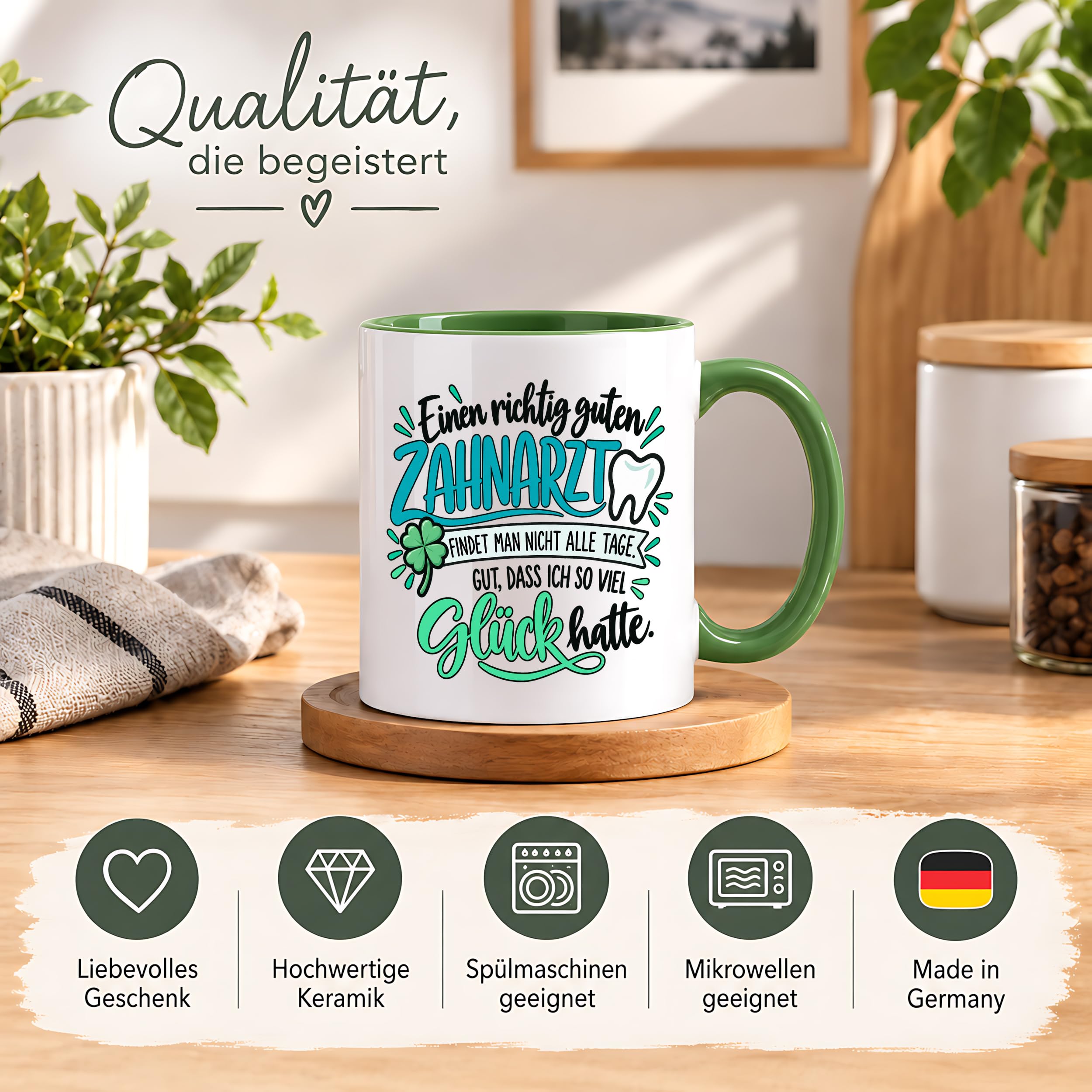 Herzbotschaft Zahnarzt Tasse - Danke Geschenk Kaffeetasse Zahnarztpraxis