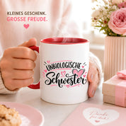 Herzbotschaft Tasse für beste Freundin Kaffeetasse Unbiologische Schwester