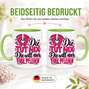 Herzbotschaft Tasse Fußpflege Kaffeetasse für Podologin mit lustigem Spruch