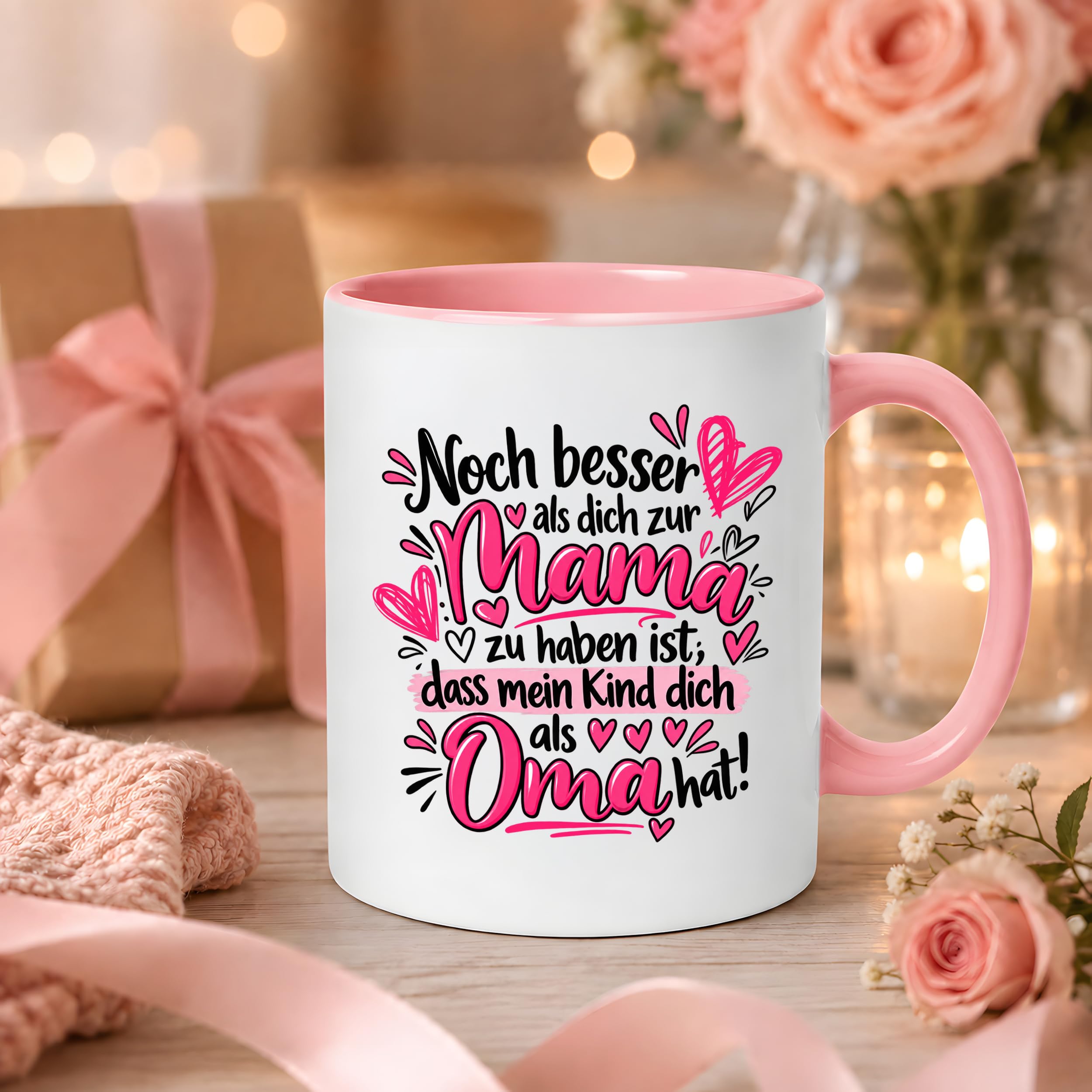 Herzbotschaft Tasse Geschenk Beste Oma der Welt Kaffeetasse
