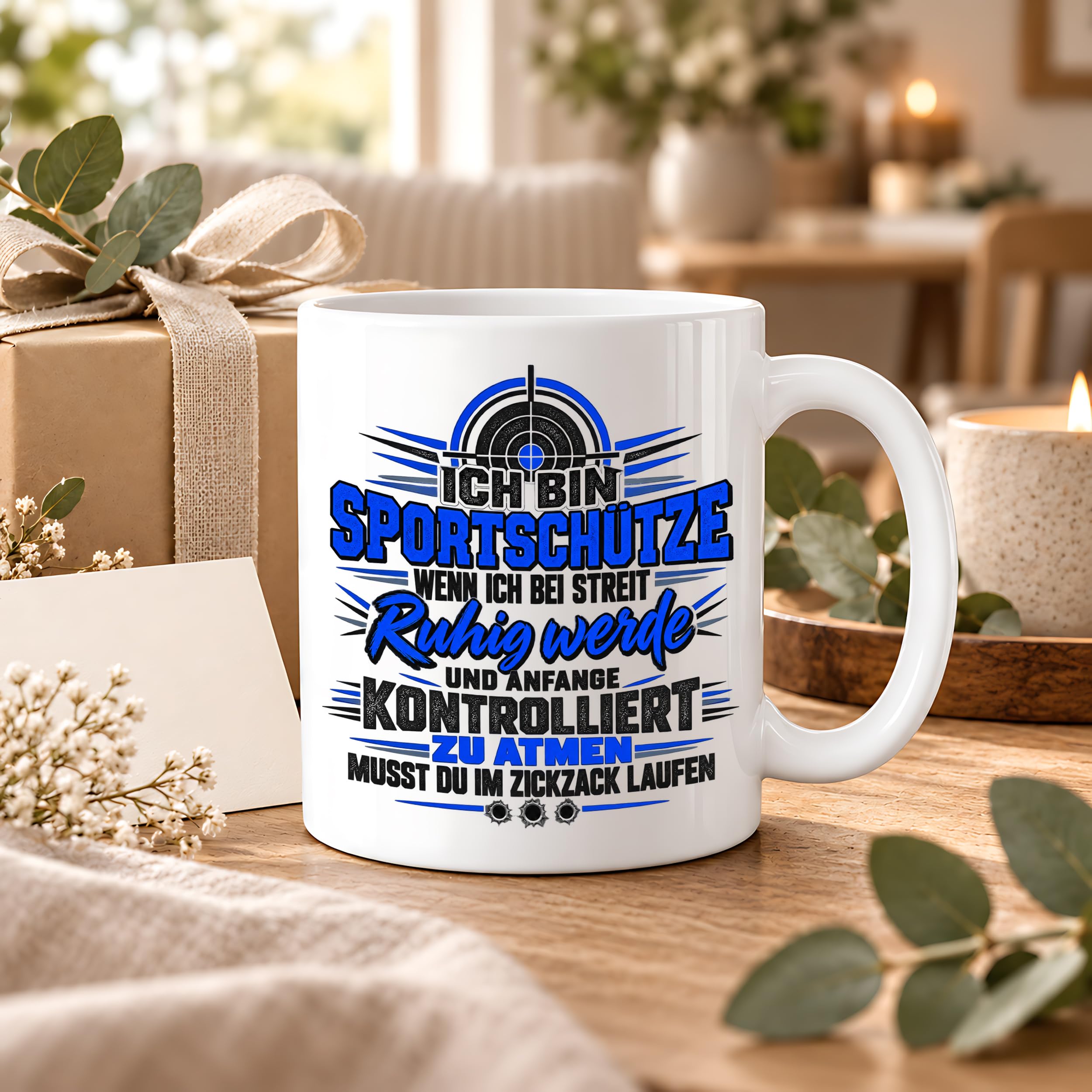 Herzbotschaft Sportschütze Tasse Geschenk für Schützenverein Kaffeetasse