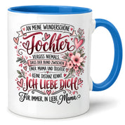 Herzbotschaft Tochter Tasse Geschenk von Mama Kaffeetasse hübsche Tochter