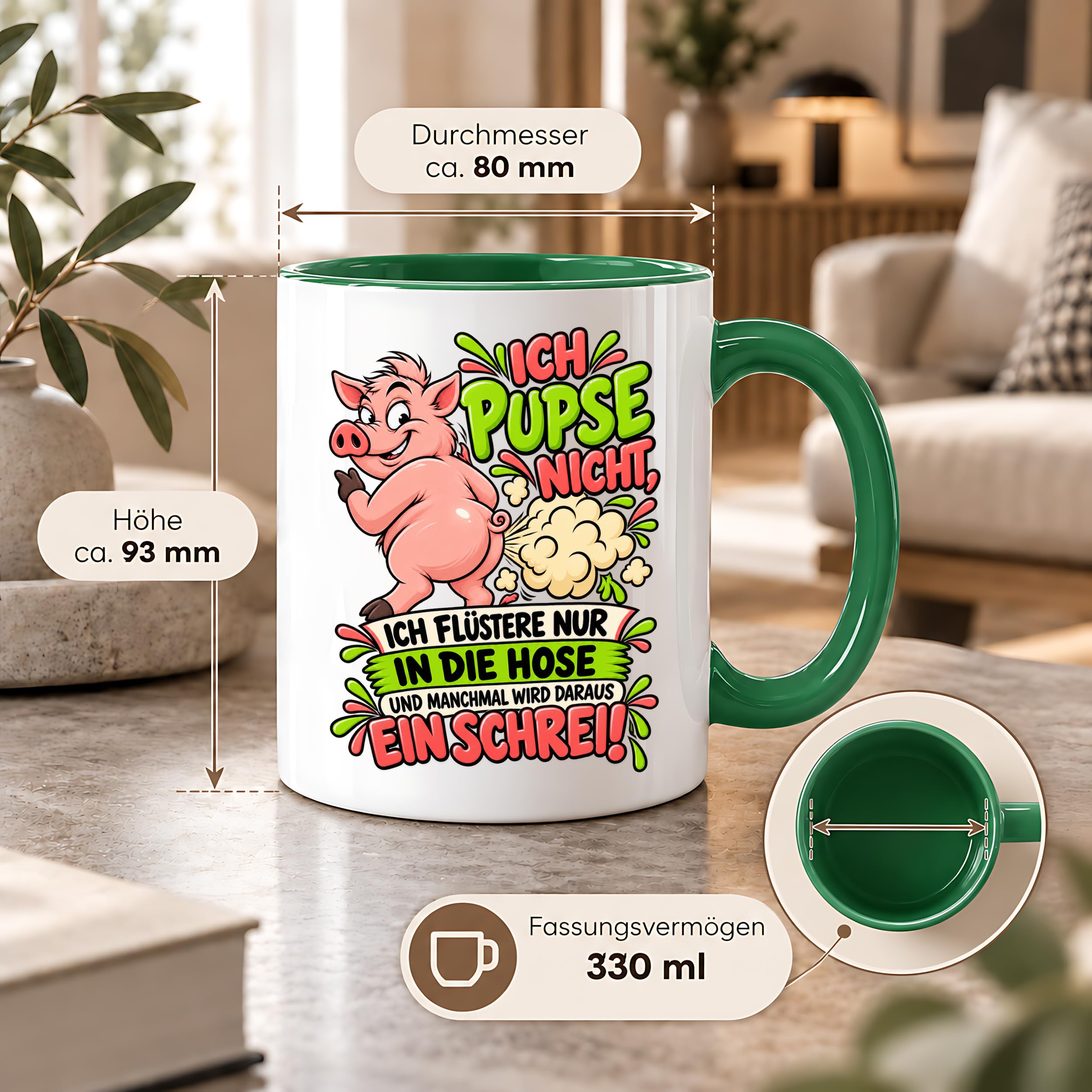 Herzbotschaft Tasse Ich pupse nicht Lustige Spruch Kaffeetasse Geschenk