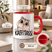 Herzbotschaft Kaffeetasse für Hamster Fans mit lustigem Spruch Kaffi Tassi