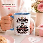 Herzbotschaft Tasse Physiotherapeutin Königin der Schmerzen Kaffeetasse