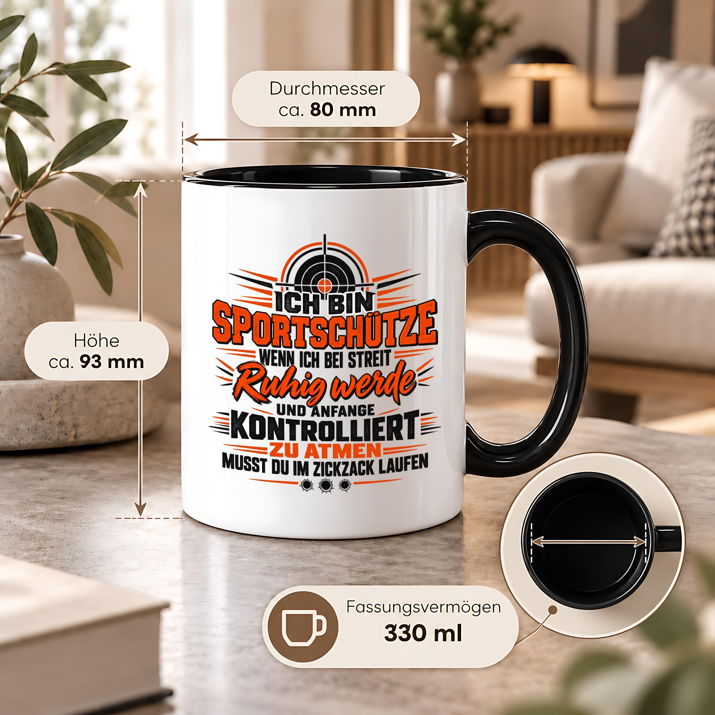 Herzbotschaft Tasse Sportschütze Geschenk Kaffeetasse Schützenverein